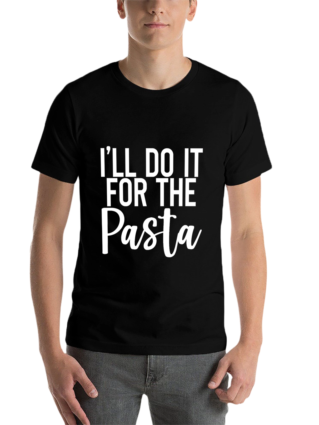 Black Funny Pasta Lover T-Shirt - I'll Do It For The Pasta view 7