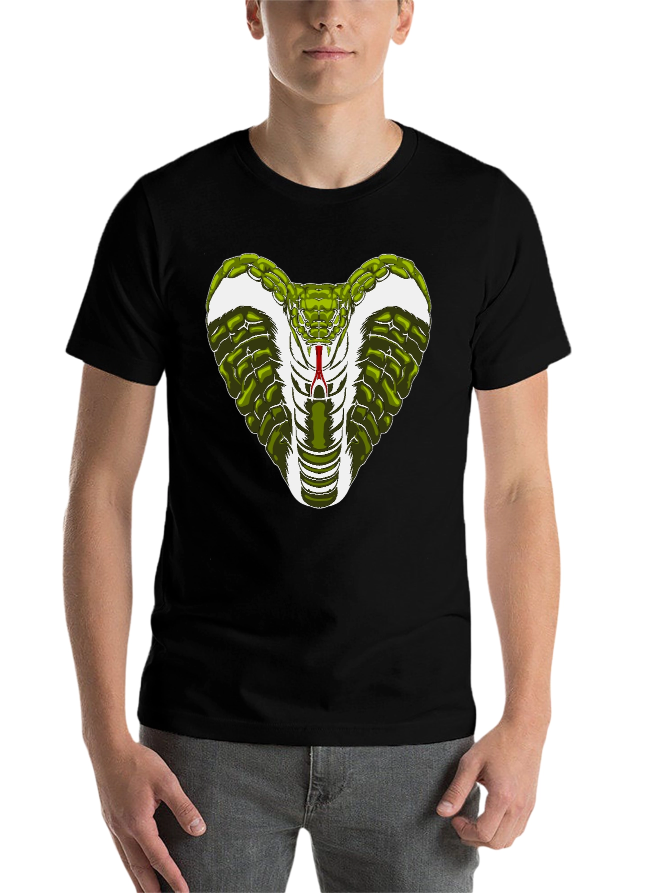 Black Cobra Snake Graphic T-Shirt - Men's Black Tee view 7