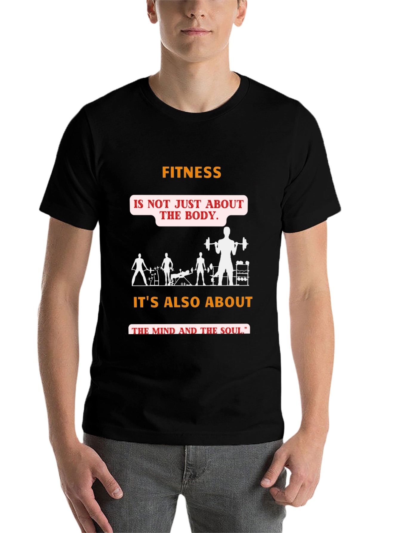 Black Fitness Mind & Body Graphic Tee - Black view 7