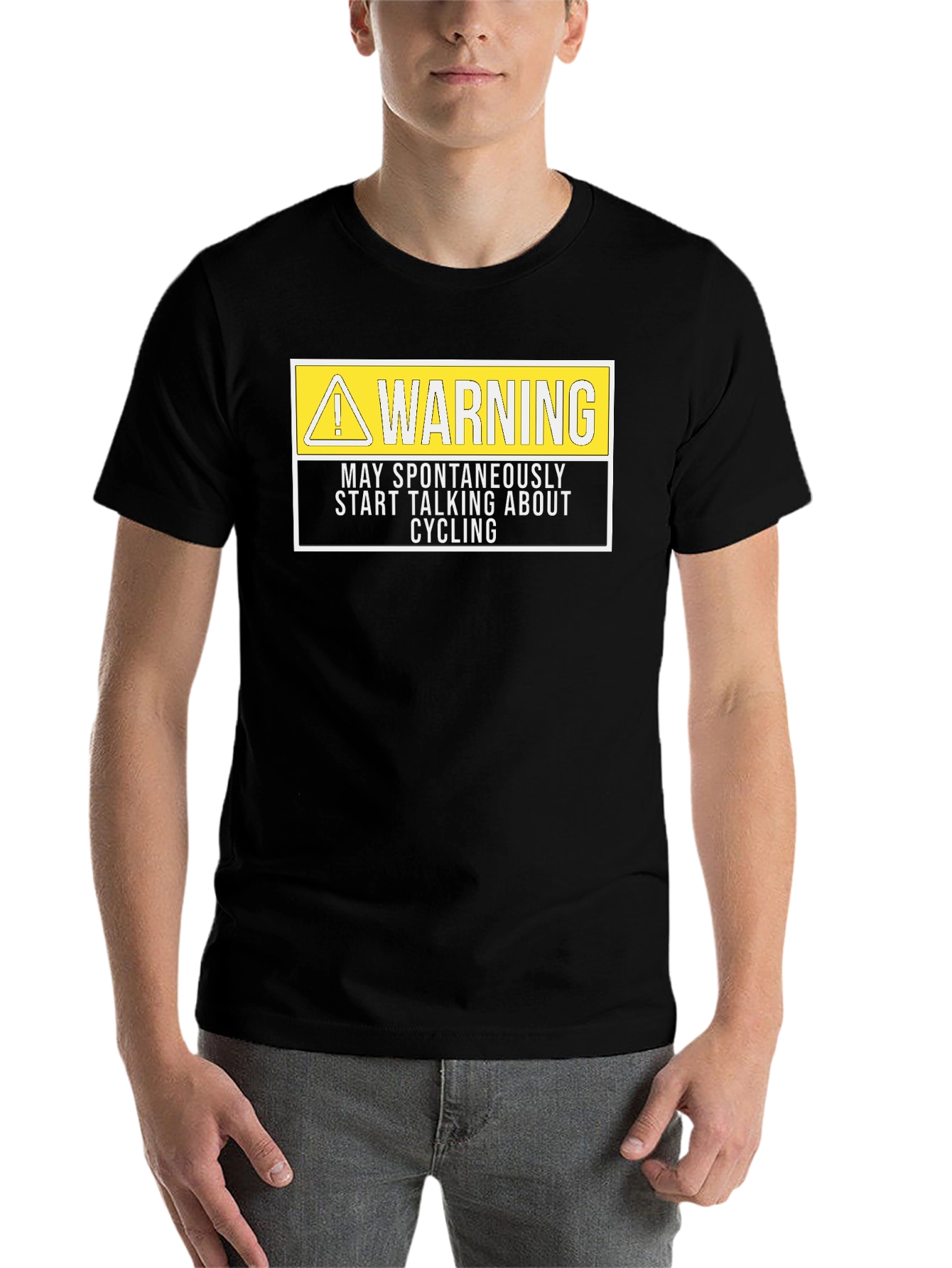 Black Warning May Spontaneously Talk About Cycling T-Shirt view 7