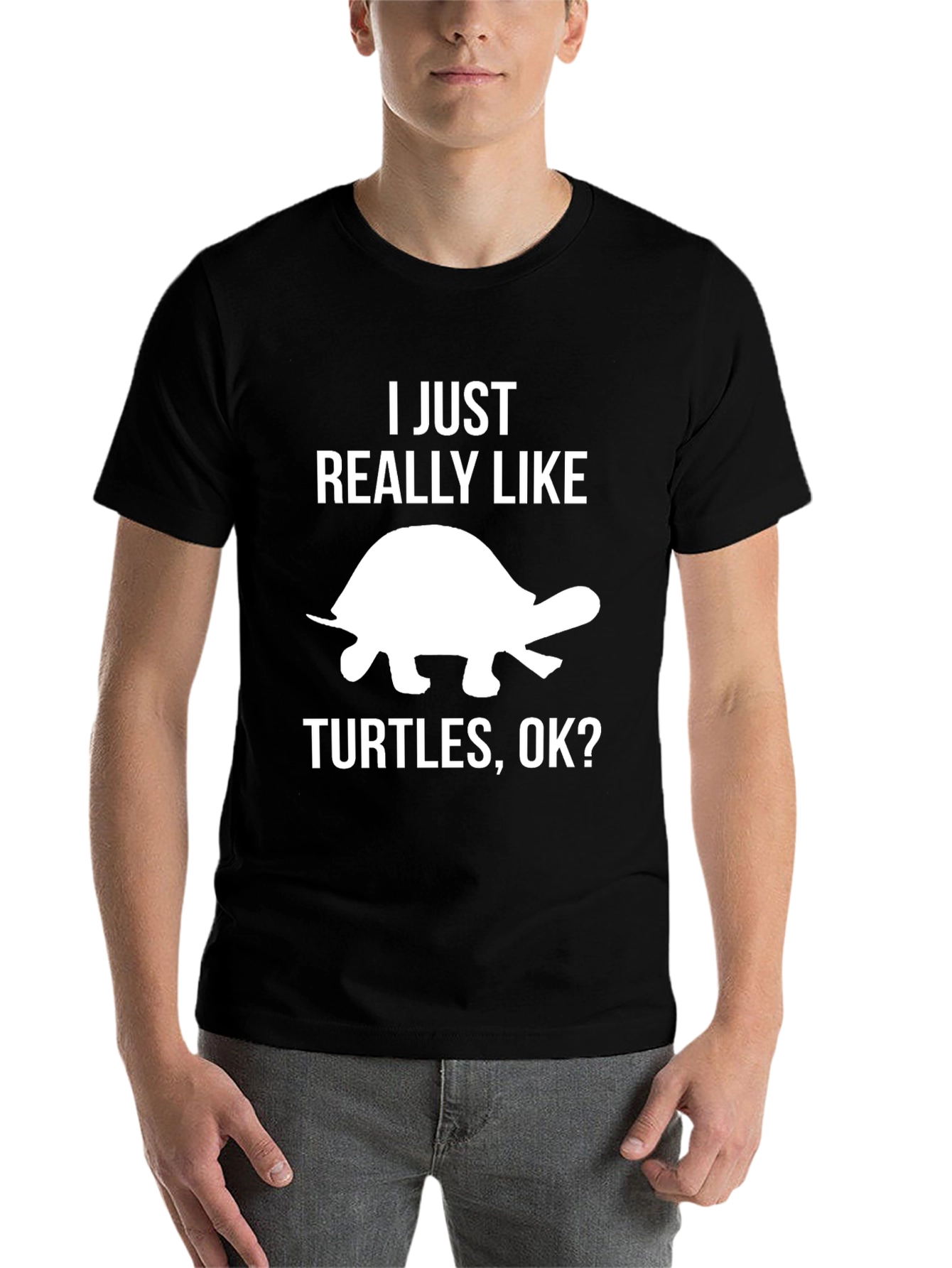 Black I Just Really Like Turtles T-Shirt view 7
