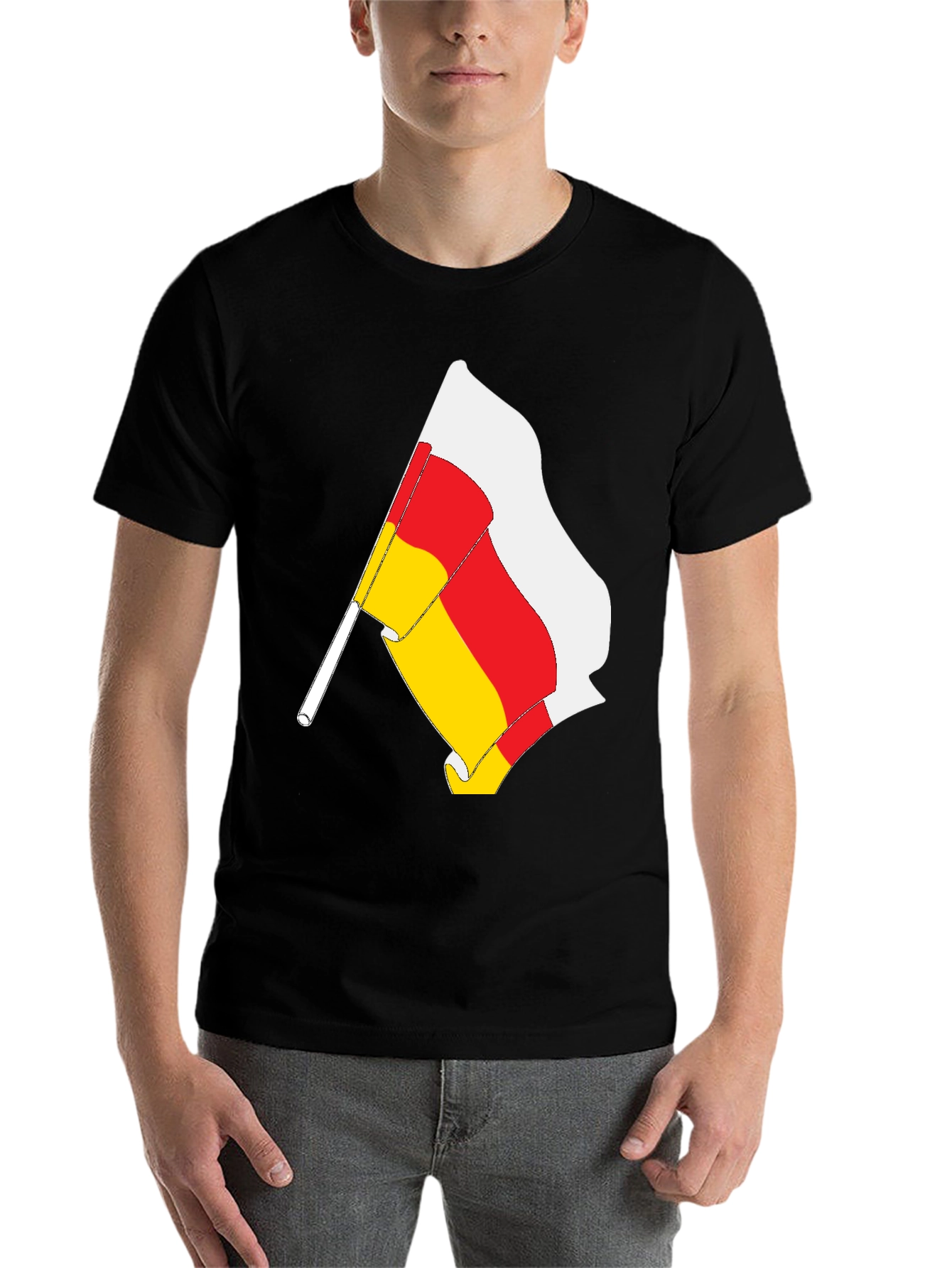 South Ossetia Flag T-Shirt - Black Cotton Tee - 7