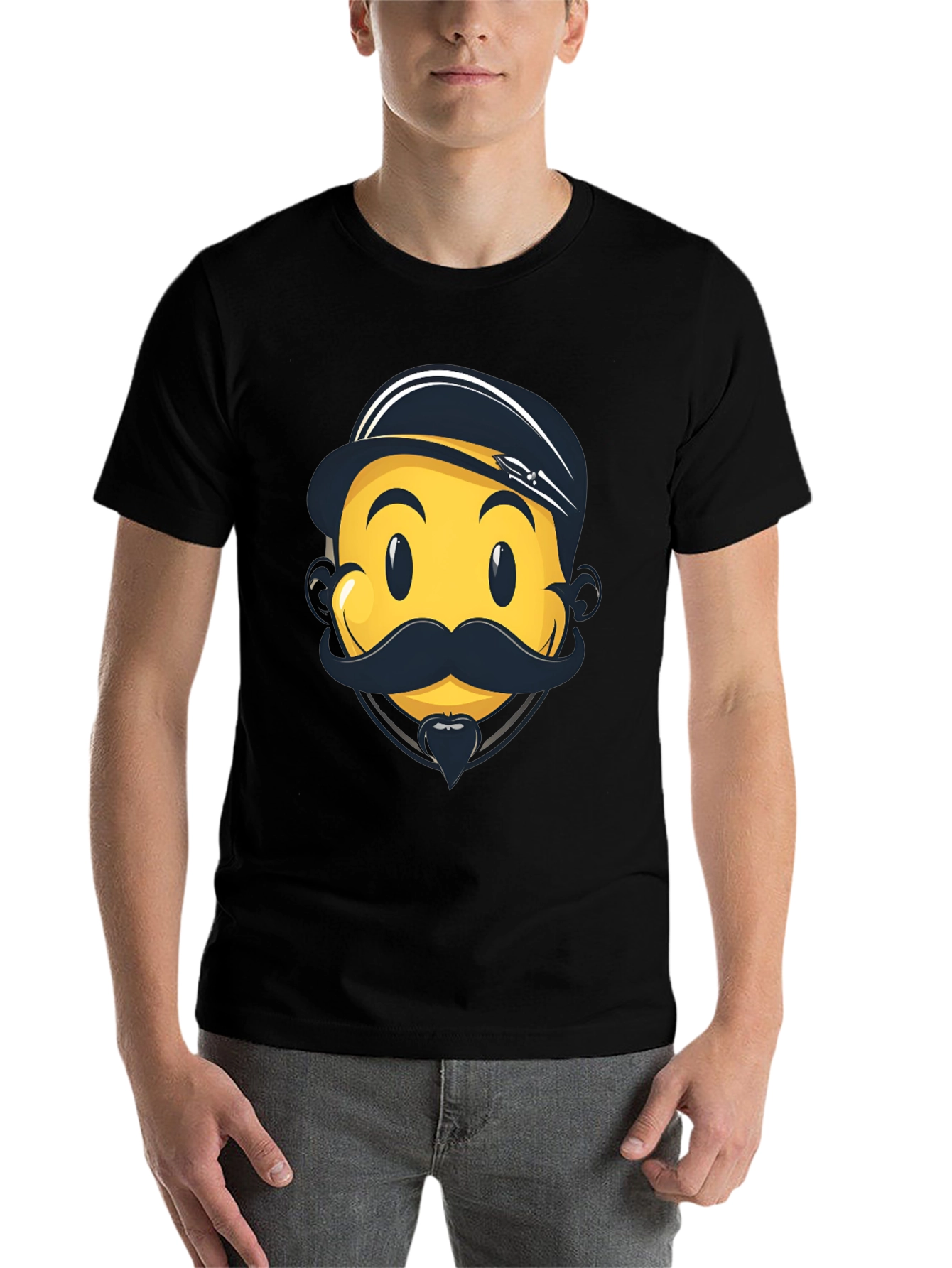 Black Emoji Captain Graphic Tee - Black Cotton Comfort view 7