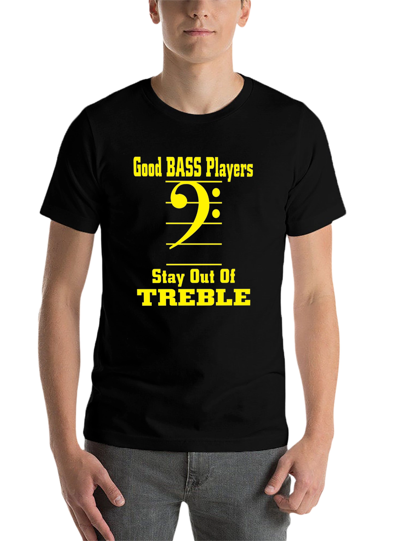 Black Good Bass Players Stay Out of Treble T-Shirt view 7