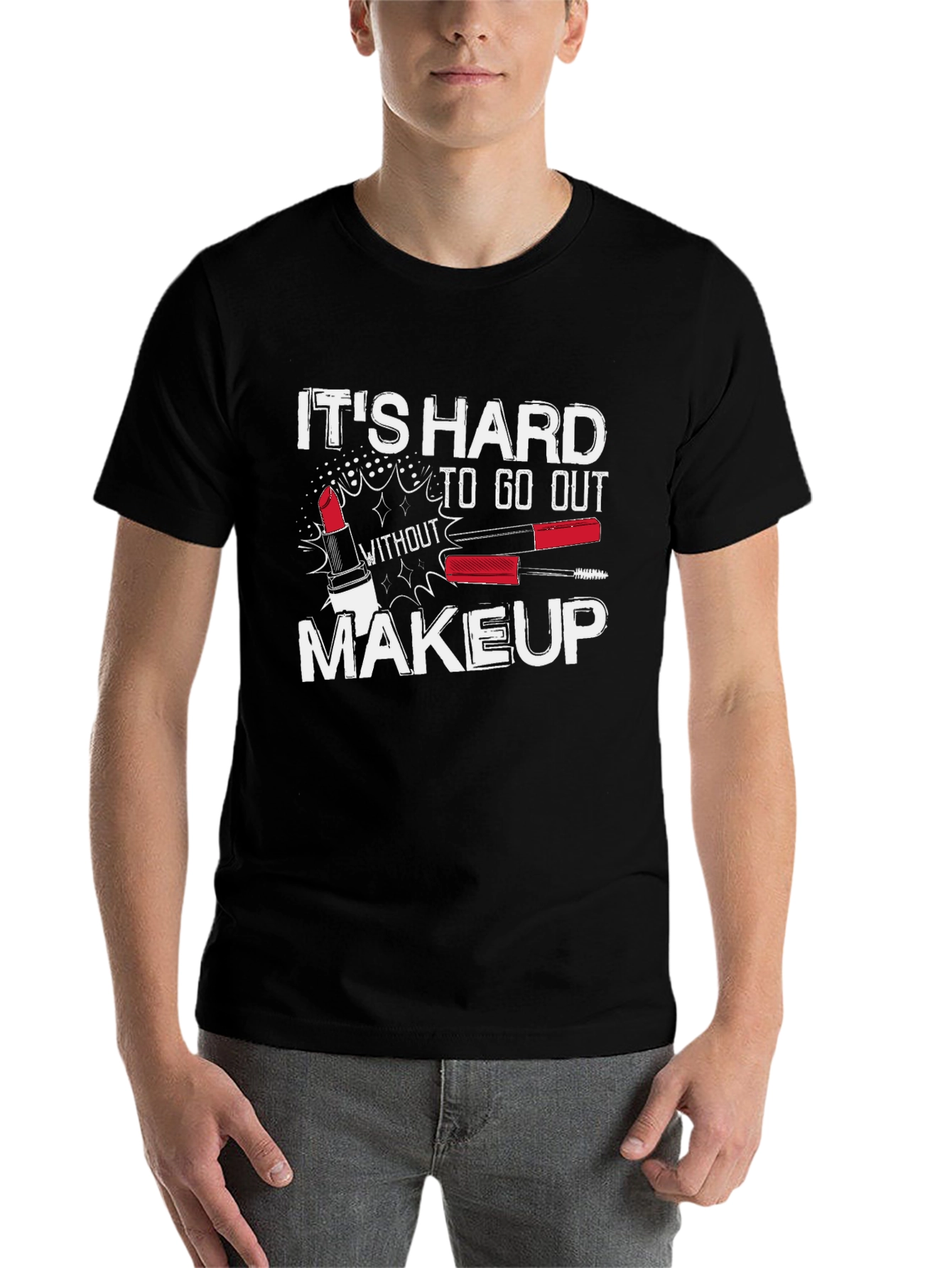 Black Makeup Graphic Tee - It's Hard To Go Out view 7