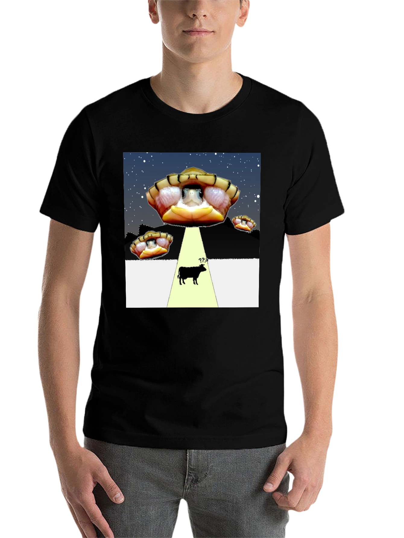 Black UFO Turtle Abduction T-Shirt view 7