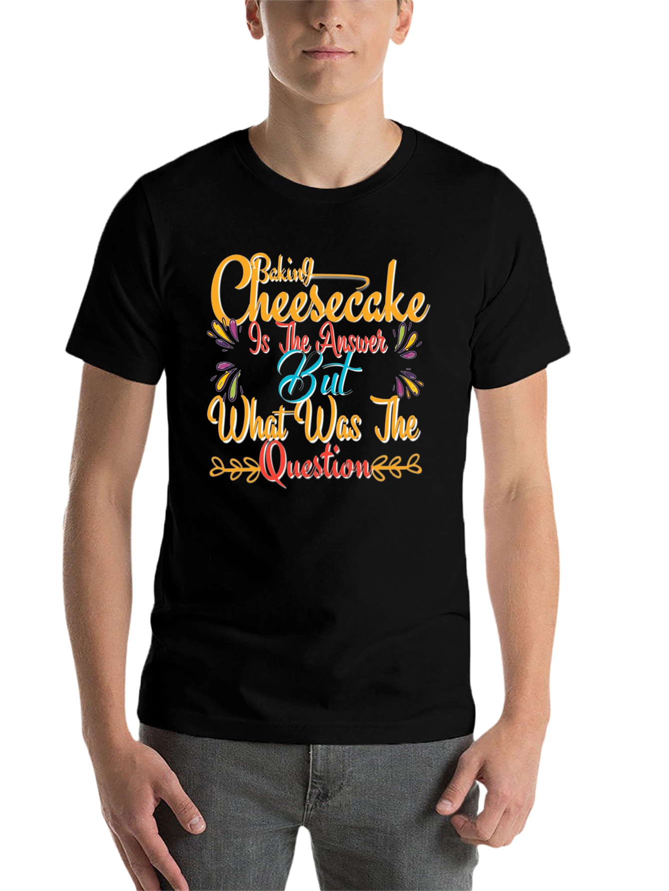 Black Baking Cheesecake T-Shirt - Funny Foodie Tee view 7