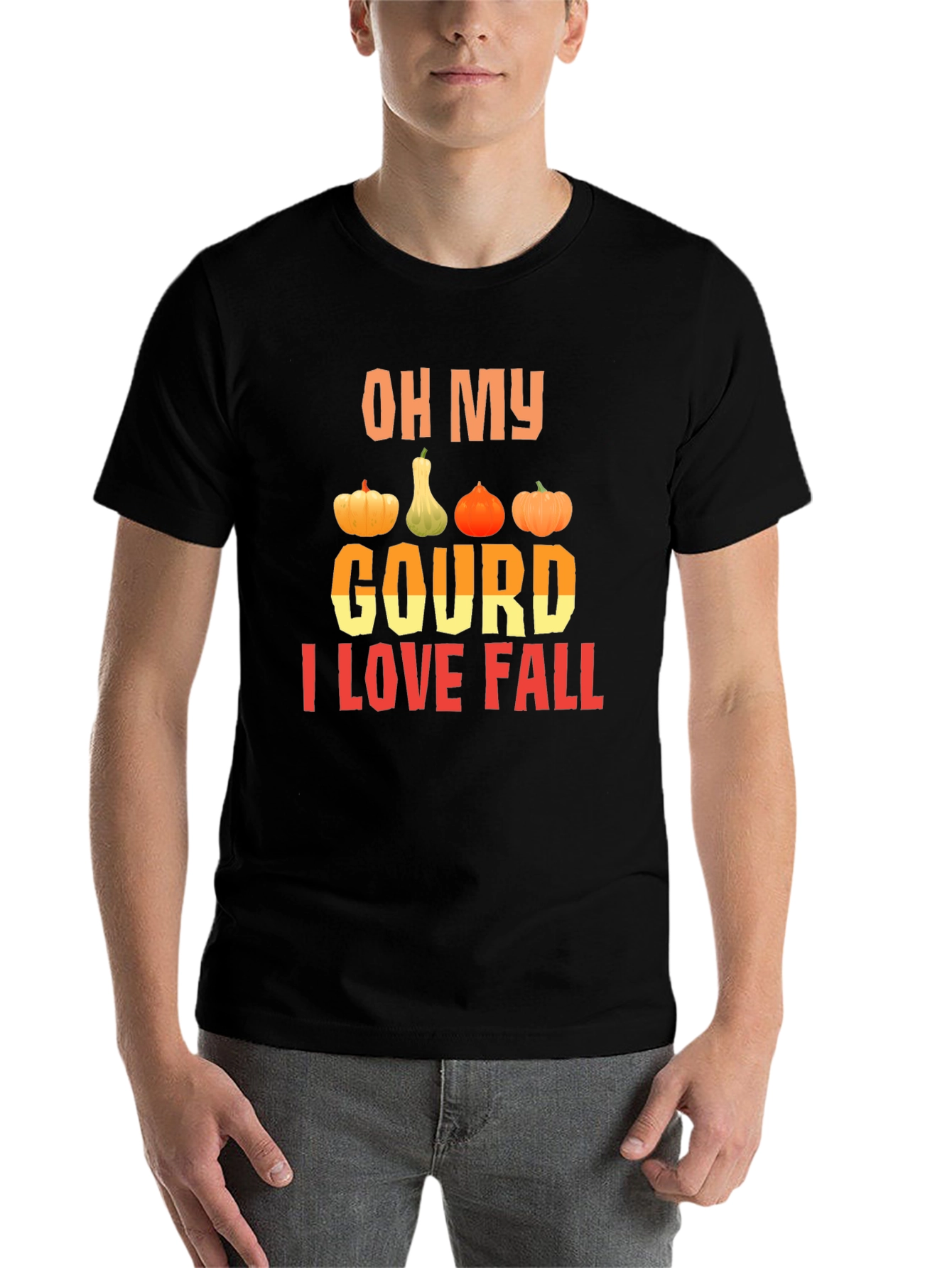 Black Oh My Gourd I Love Fall T-Shirt view 7