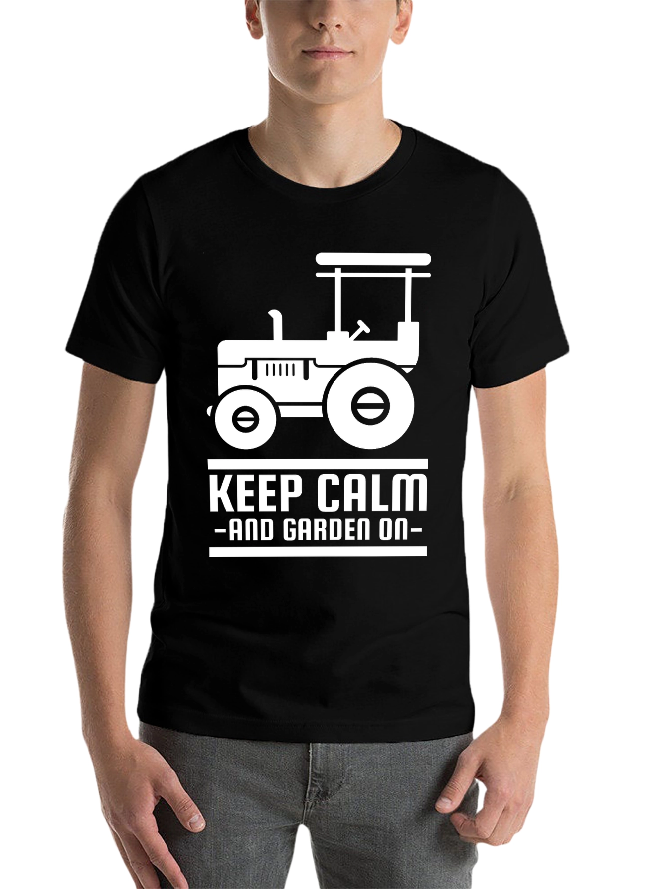 Black Keep Calm and Garden On Black T-Shirt view 7