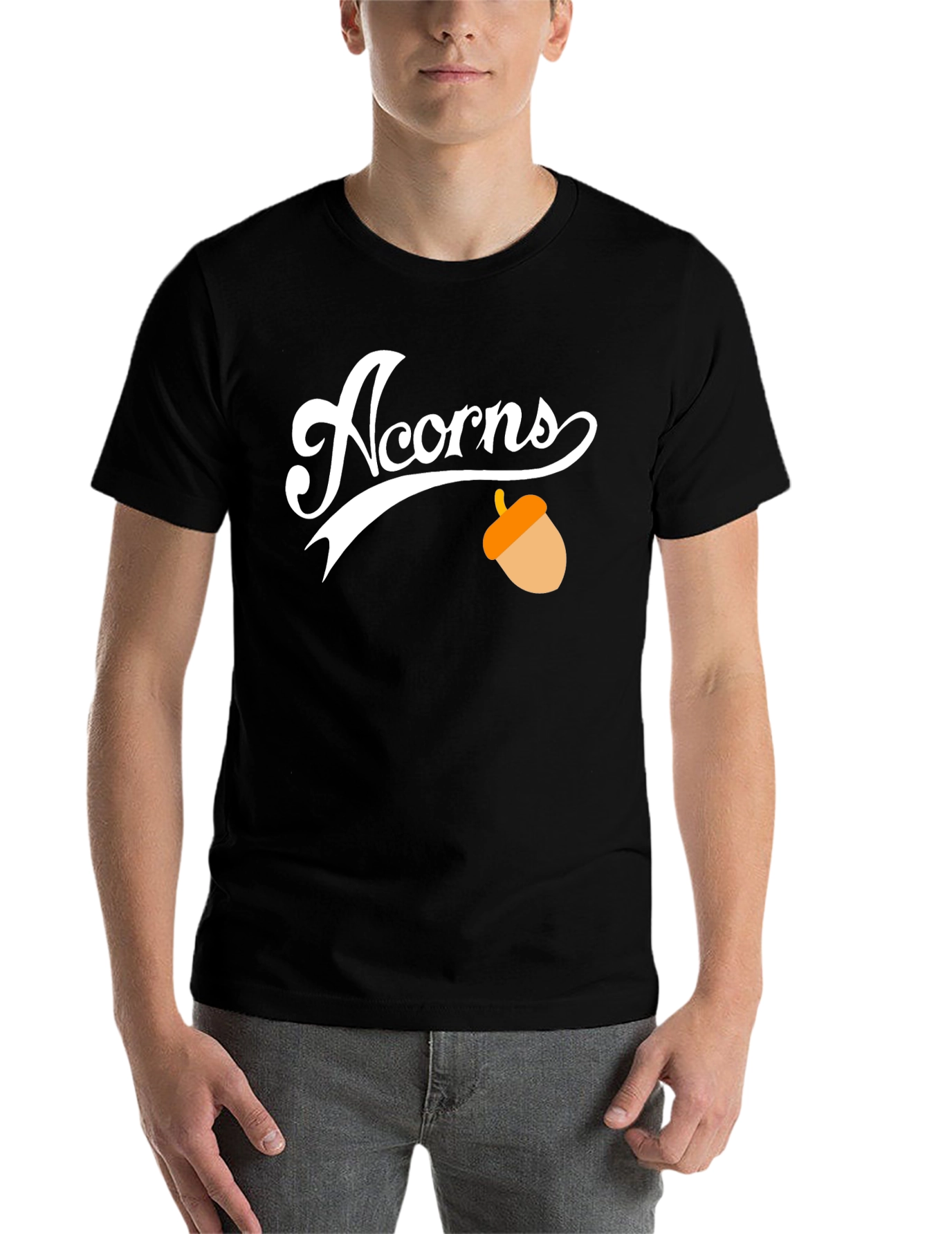 Black Acorns Graphic Tee - Black Cotton Casual T-Shirt view 7