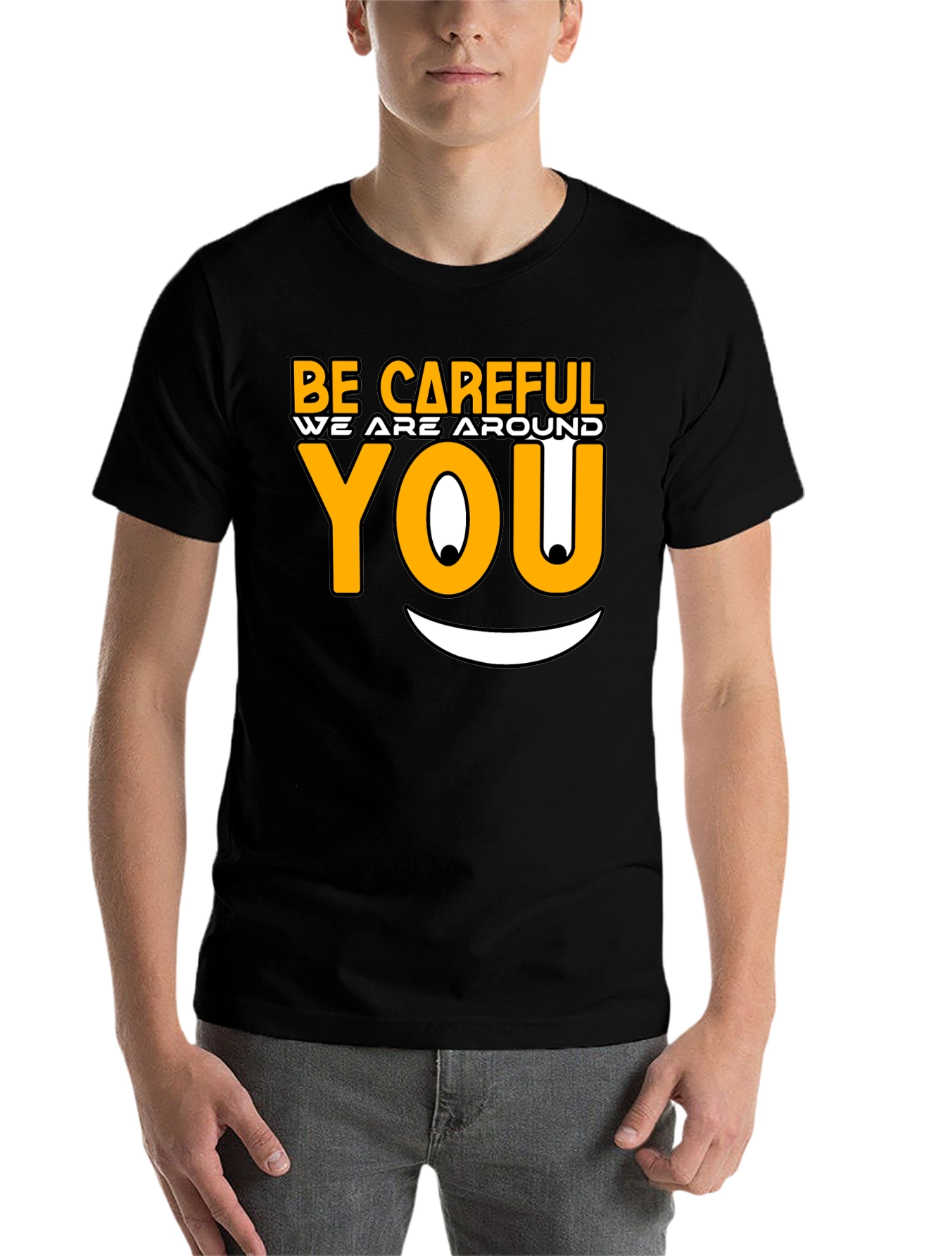 Black Be Careful Graphic T-Shirt - Funny Novelty Tee view 7