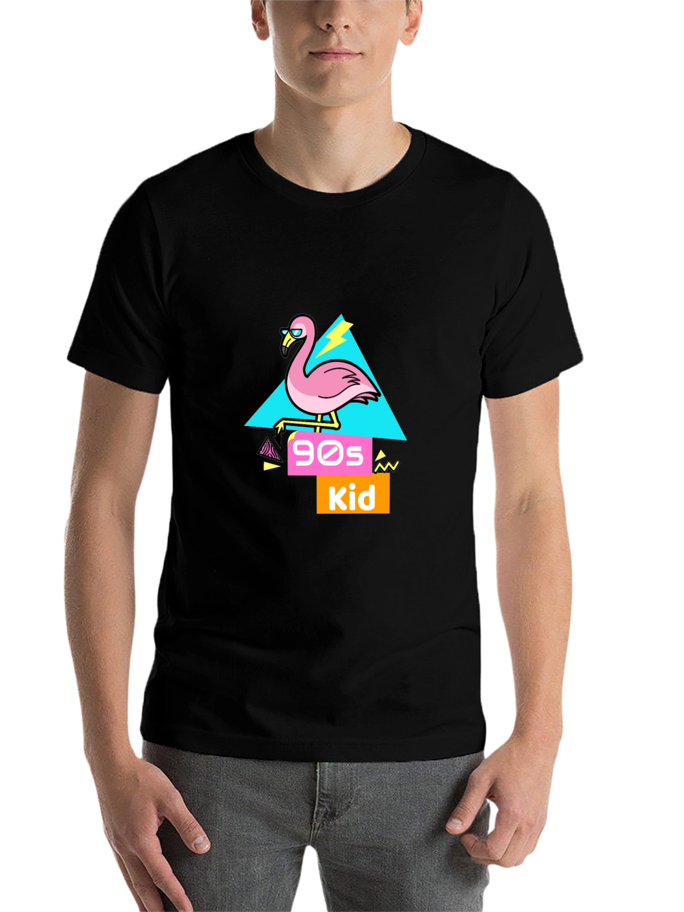 Black 90s Kid Flamingo T-Shirt view 7