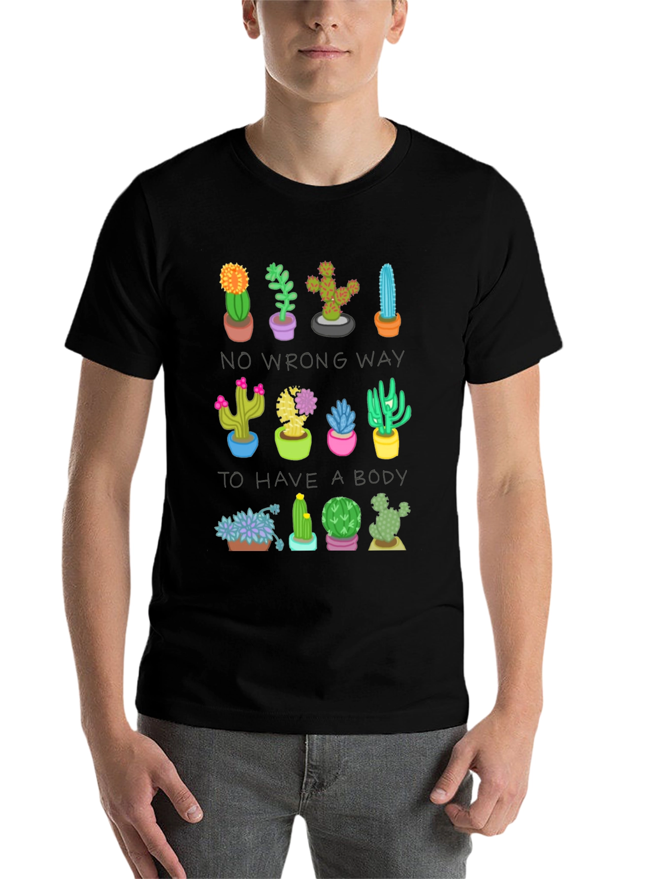 Black Cactus Body Positive T-Shirt view 7