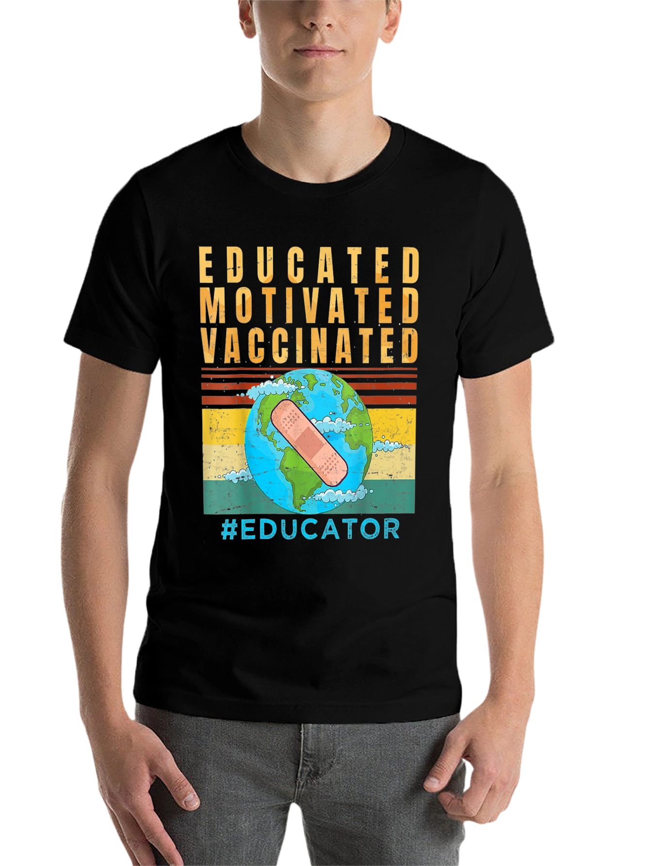 Black Educated Vaccinated Graphic T-Shirt view 7