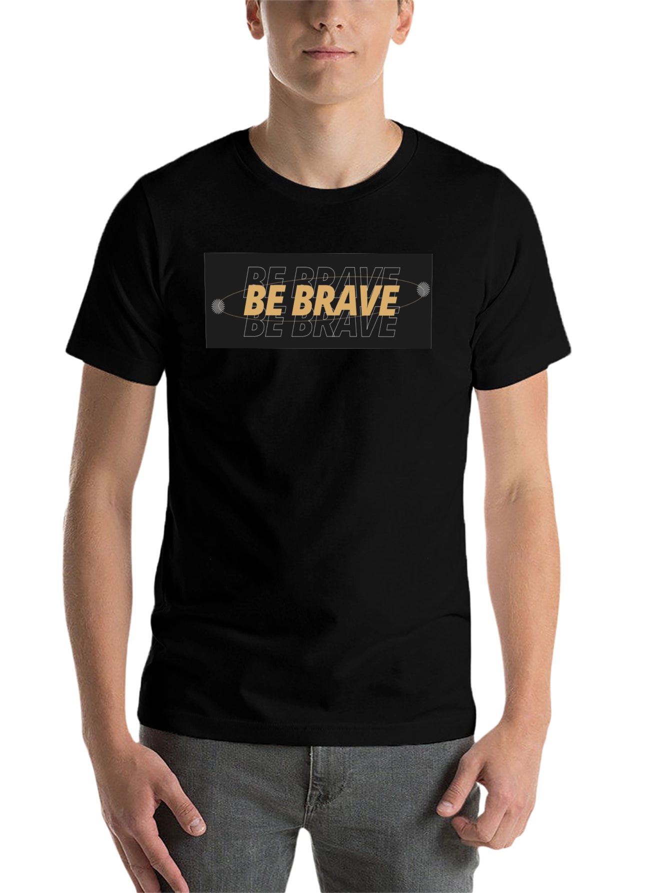 Black Be Brave Graphic Black T-Shirt view 7