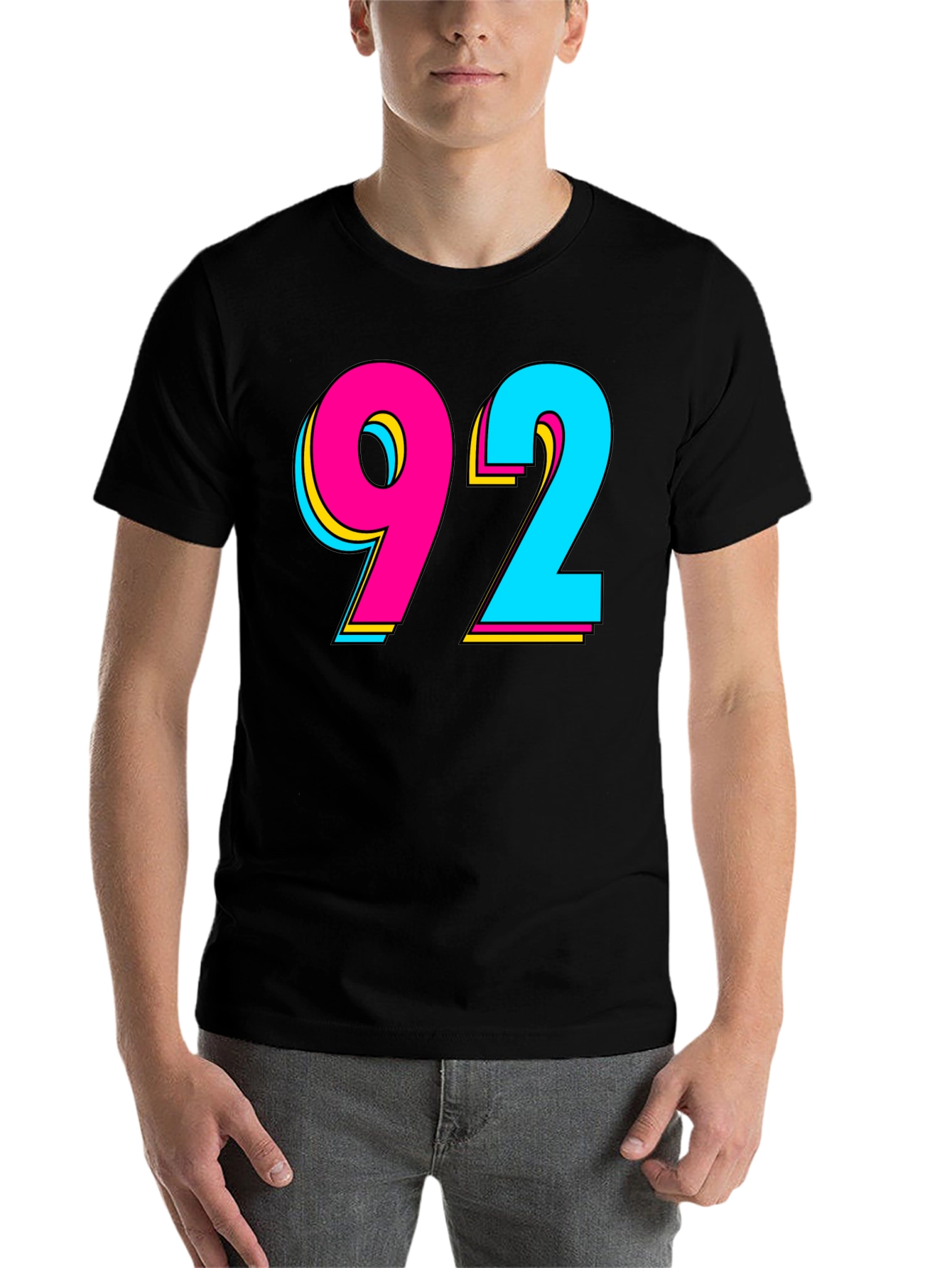 Black Retro 92 Graphic T-Shirt - Black Cotton Blend view 7