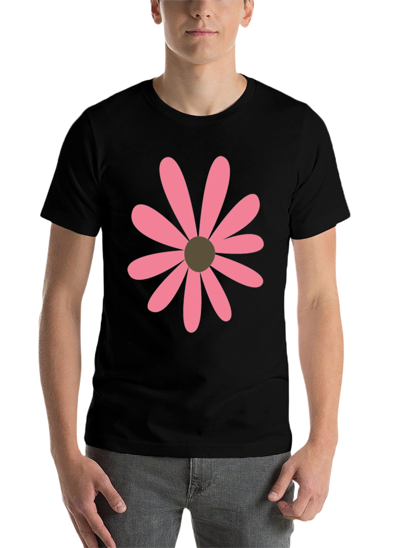 Black Pink Daisy Graphic Black T-Shirt view 7