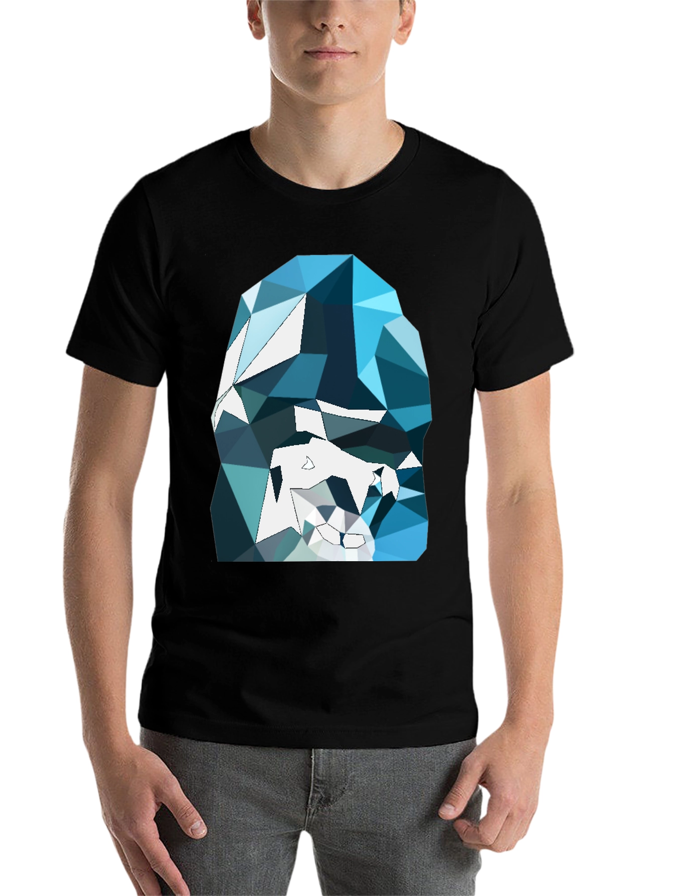 Black Abstract Geometric Gorilla Graphic Tee - Black view 7