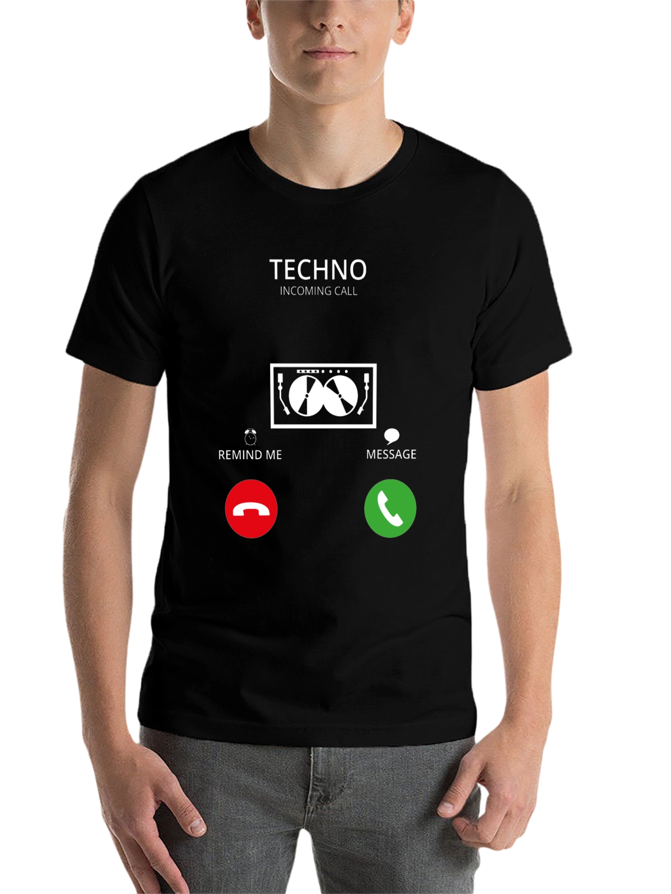 Black Techno Incoming Call Graphic T-Shirt view 7