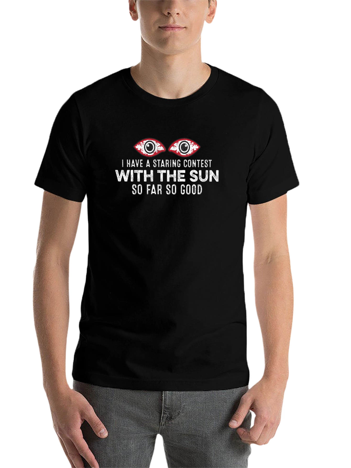 Black Staring Contest T-Shirt - Funny Eye Graphic Tee view 7
