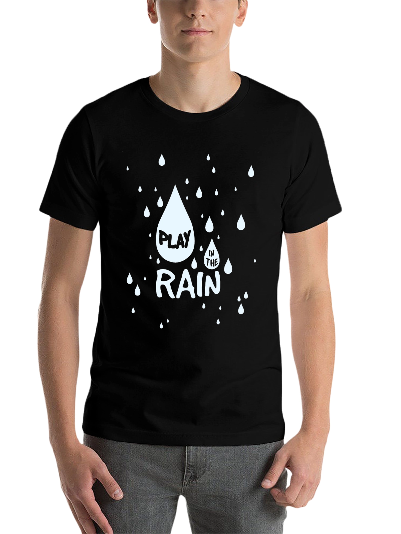 Black Play in the Rain Graphic T-Shirt - Black Casual Tee view 7