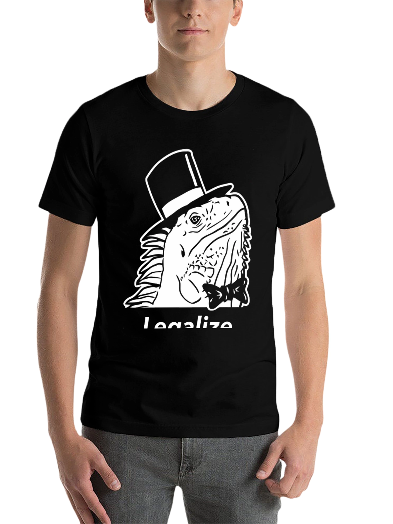 Black Iguana Top Hat Bow Tie Graphic Tee - Legalize Fun! view 7