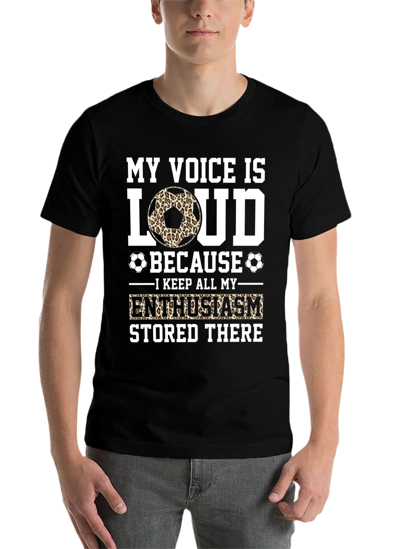Black My Voice is Loud Soccer Fan T-Shirt view 7