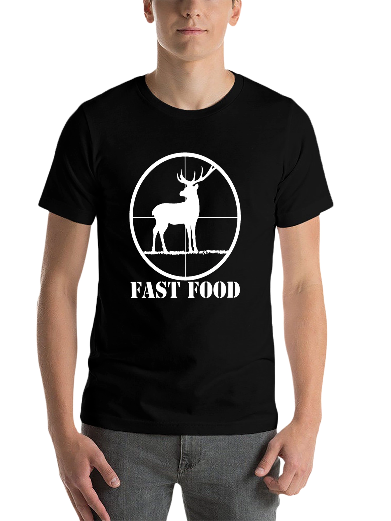 Black Fast Food Deer Hunting Graphic T-Shirt view 7