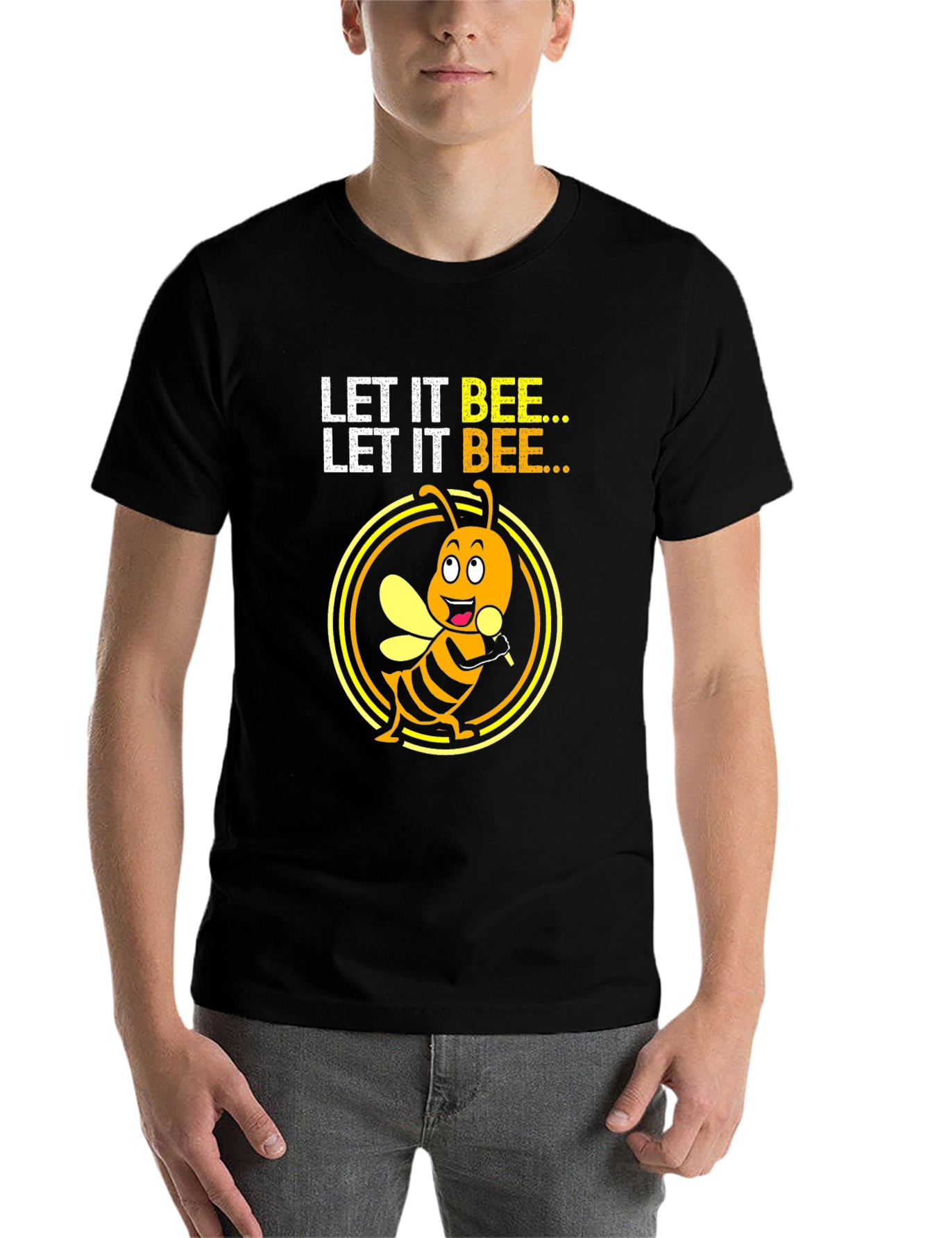 Black Let it Bee Graphic Tee - Unisex Black T-Shirt view 7