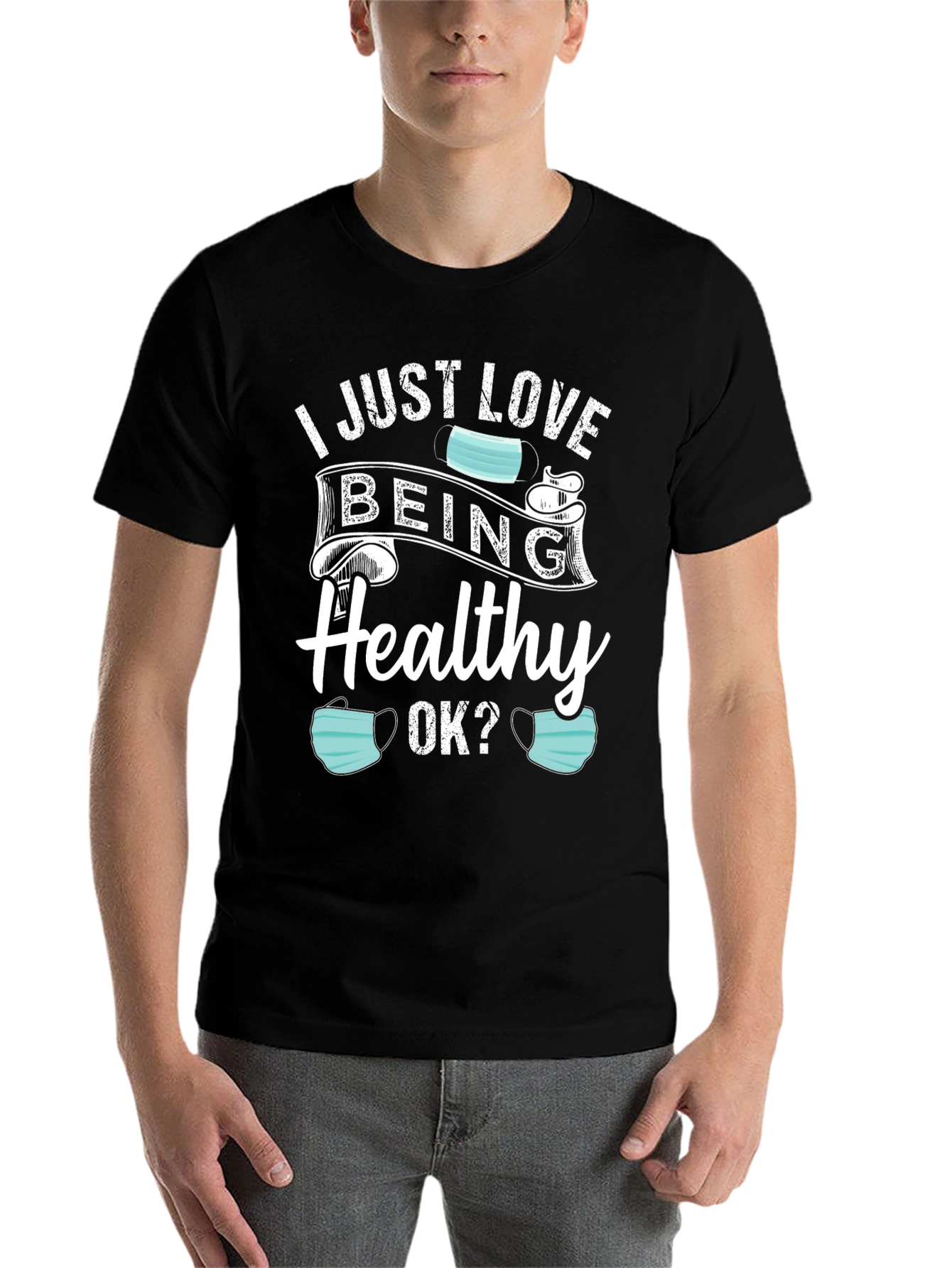 Black I Just Love Being Healthy T-Shirt view 7