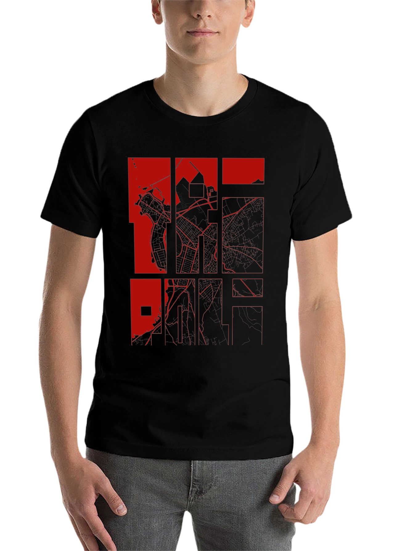 Black Abstract Graphic Print Black T-Shirt view 7