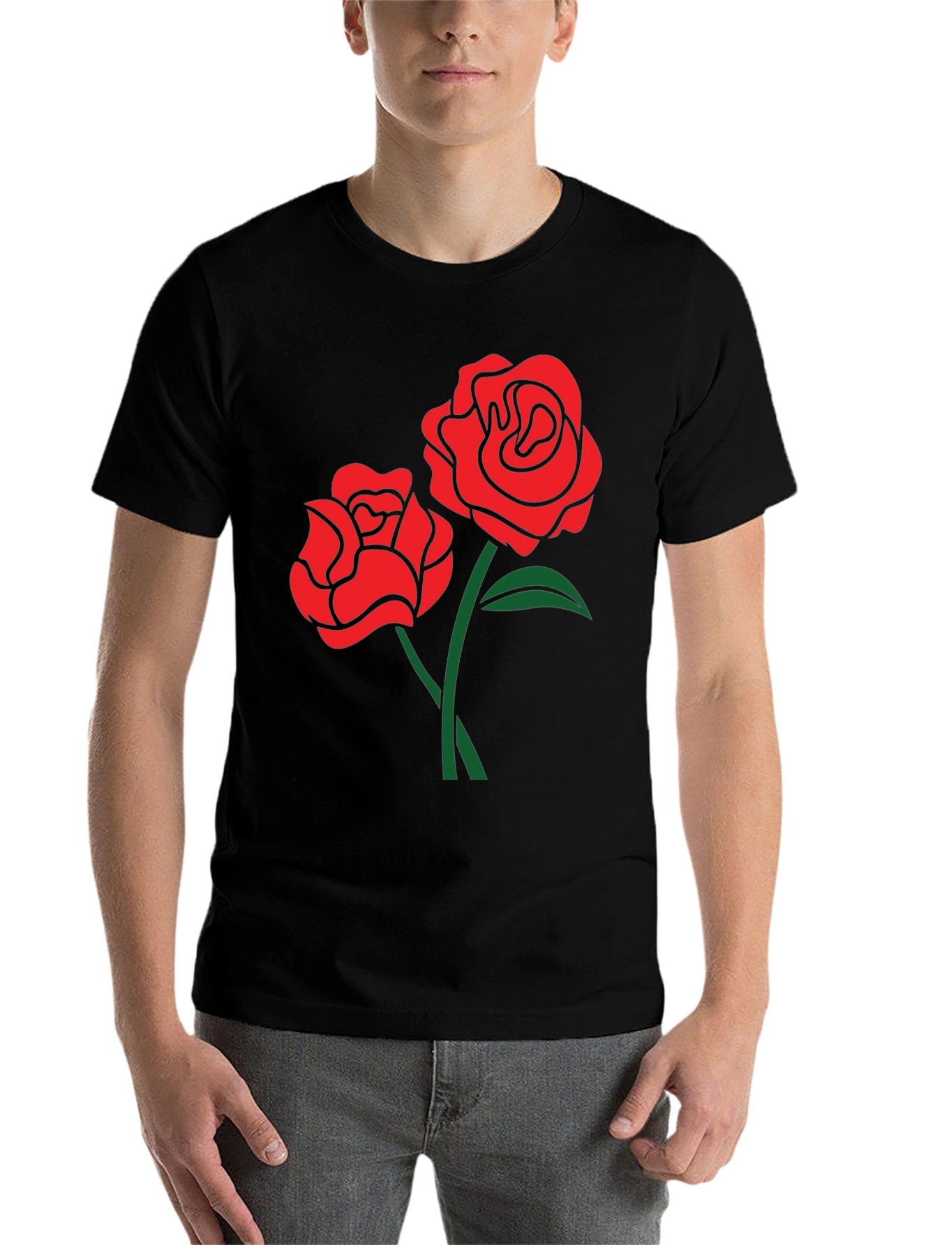 Black Rose Graphic Tee - Black Casual Shirt view 7