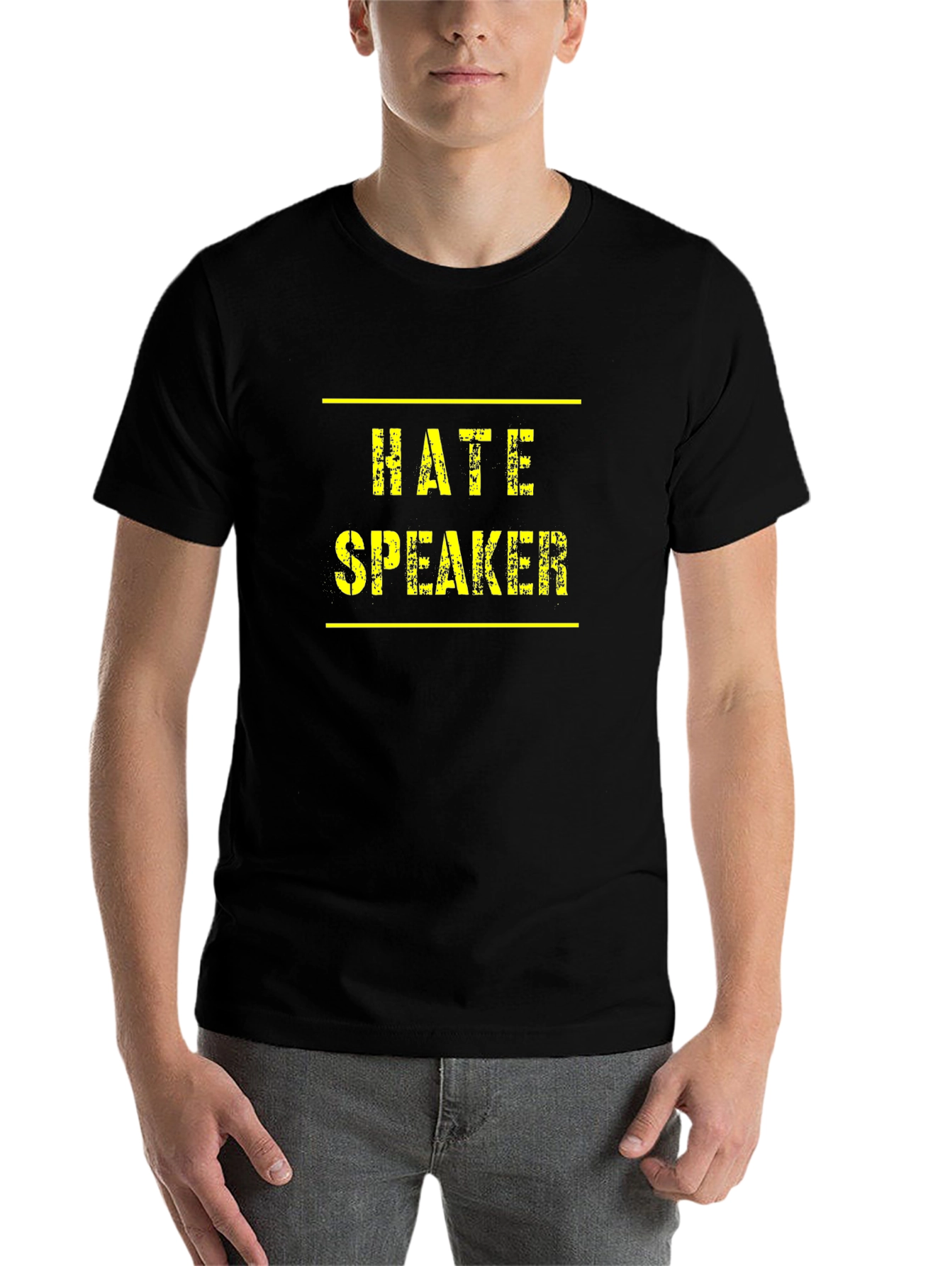Black Hate Speaker Graphic Tee - Black Cotton T-Shirt view 7