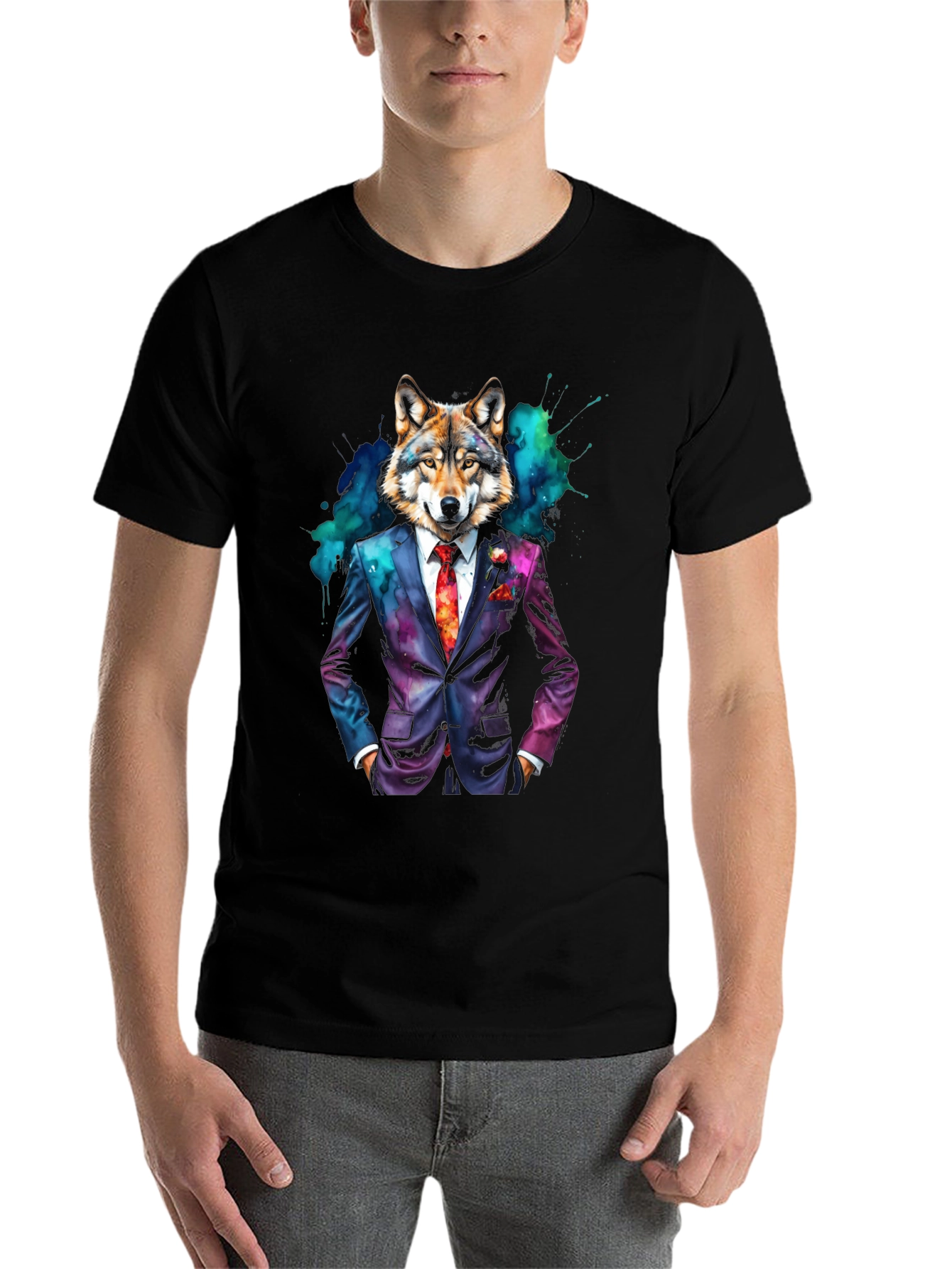 Black Wolf in Suit Graphic Tee - Unique Style view 7