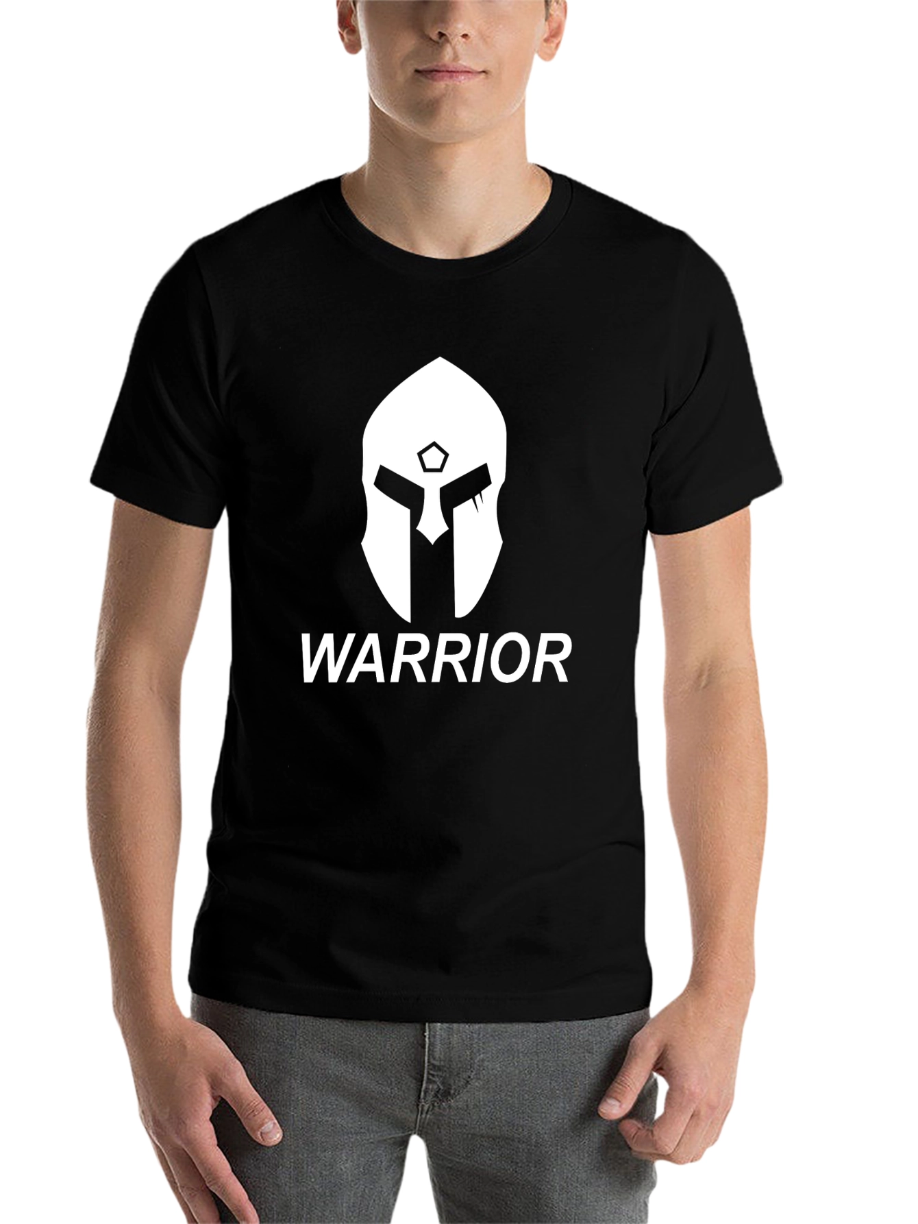 Black Warrior Helmet Graphic T-Shirt - Casual Black Tee view 7