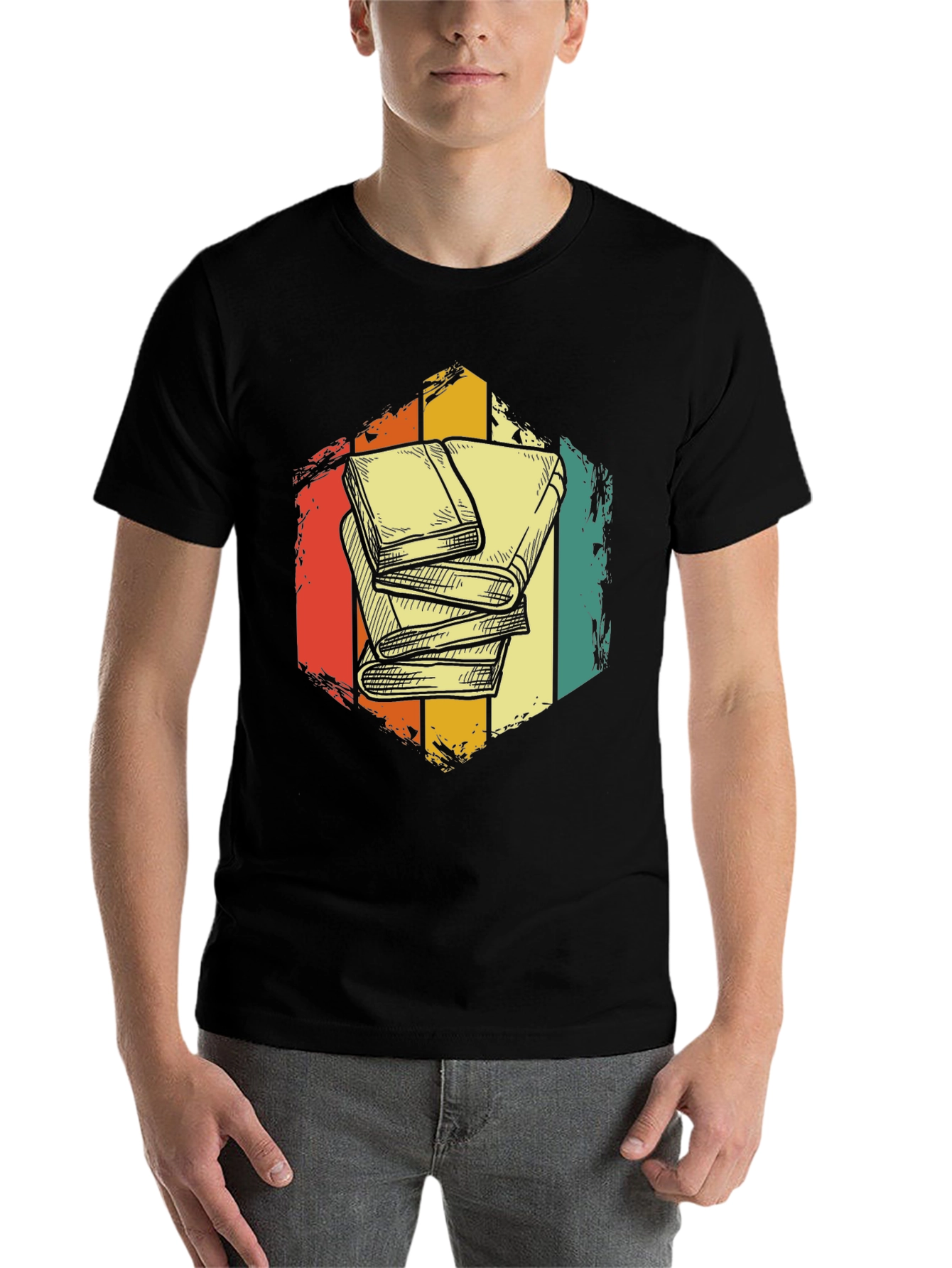Black Vintage Books T-Shirt - Reader Apparel view 7