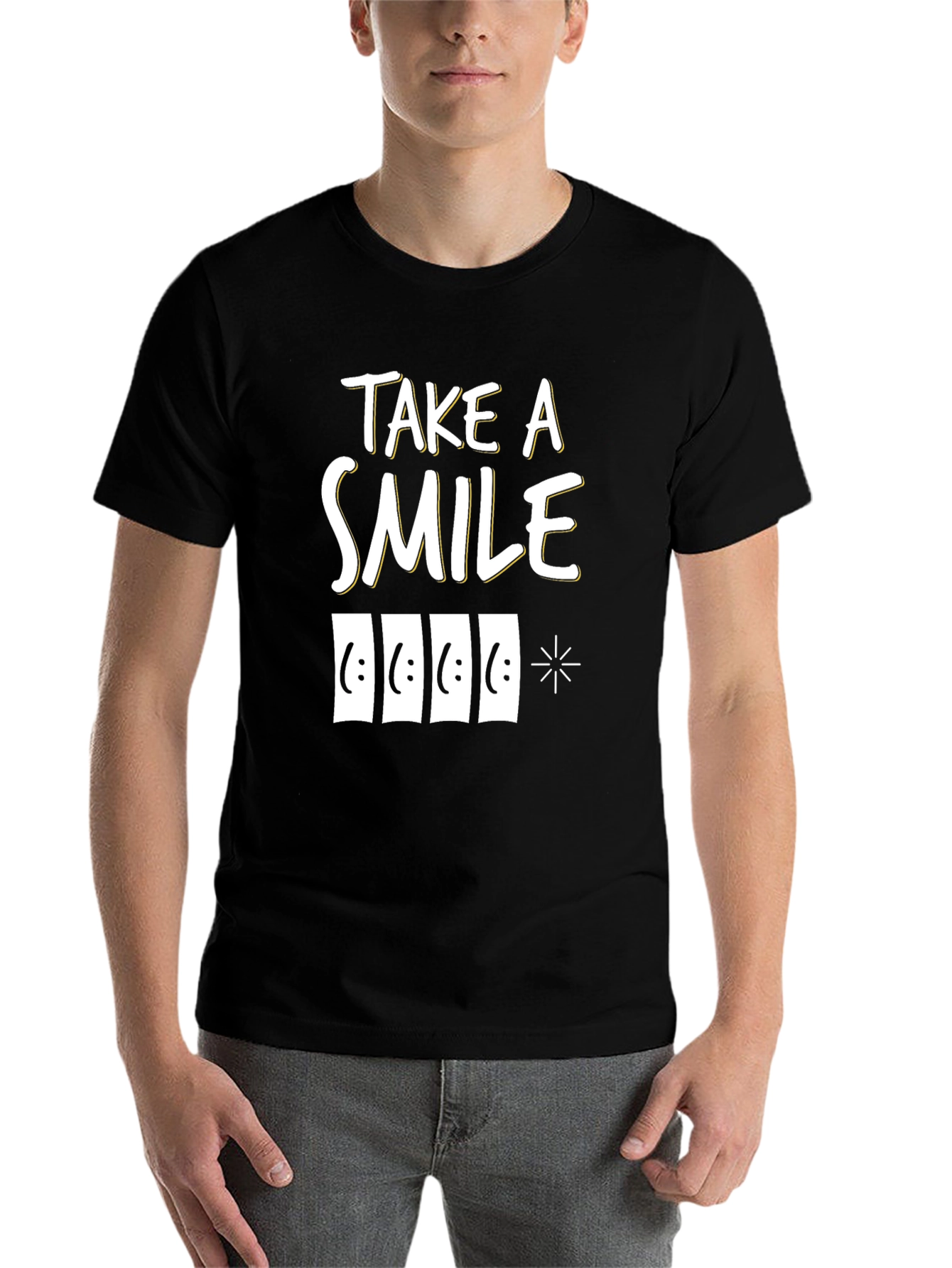 Black Take a Smile Graphic Tee - Unisex Black T-Shirt view 7