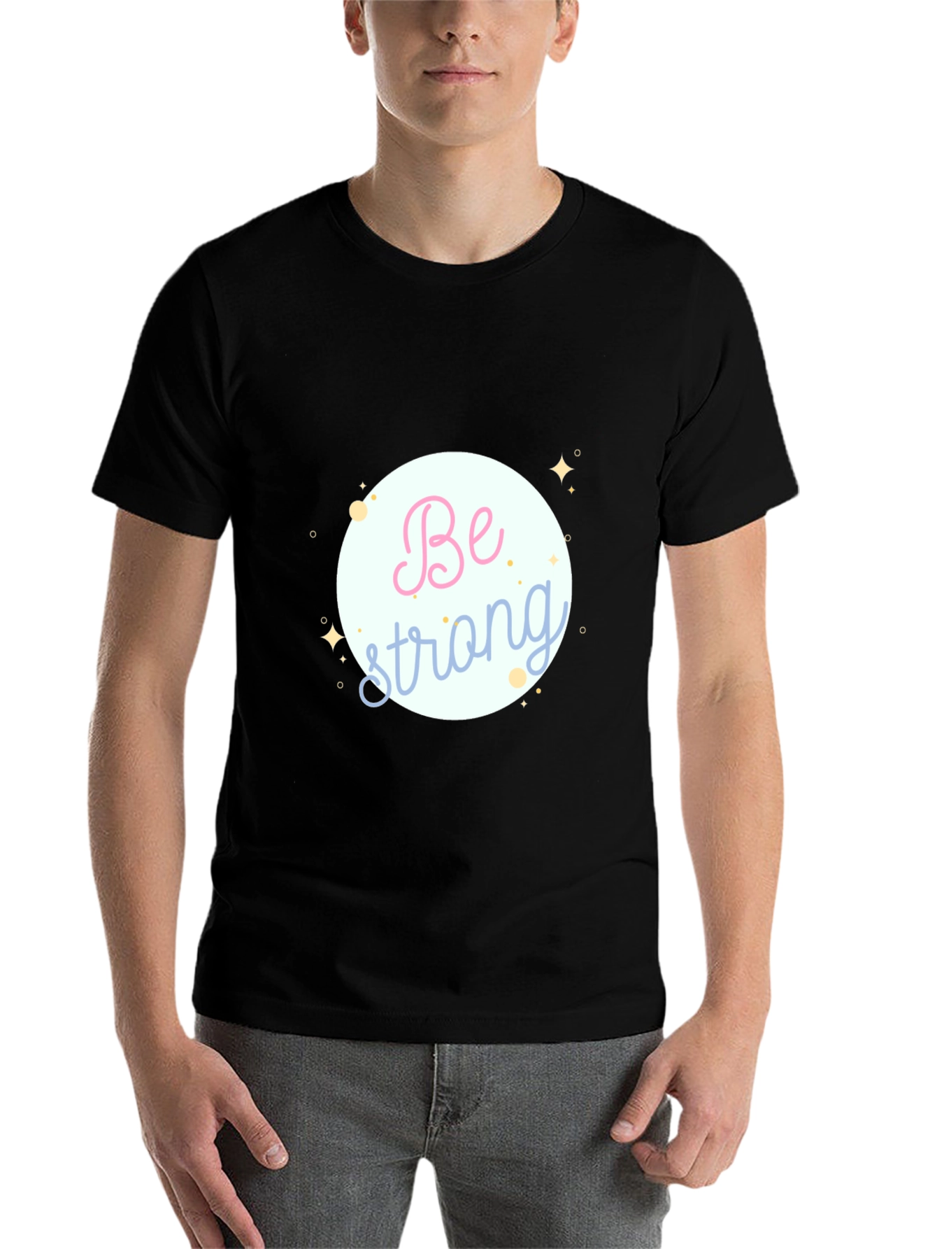 Black Be Strong T-Shirt - Inspirational Graphic Tee view 7