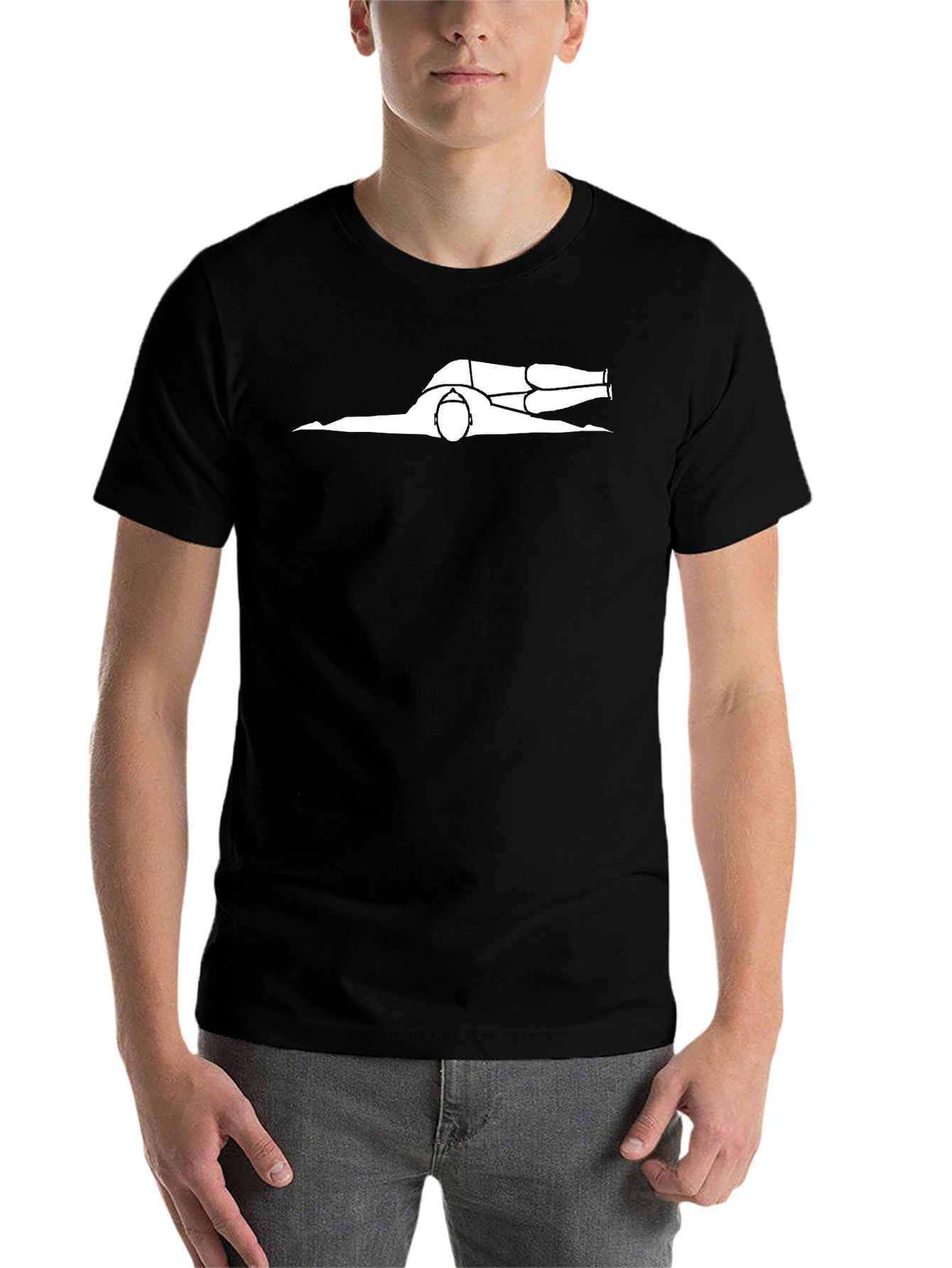 Black Prone Position T-Shirt - Funny Stick Figure Graphic Tee view 7