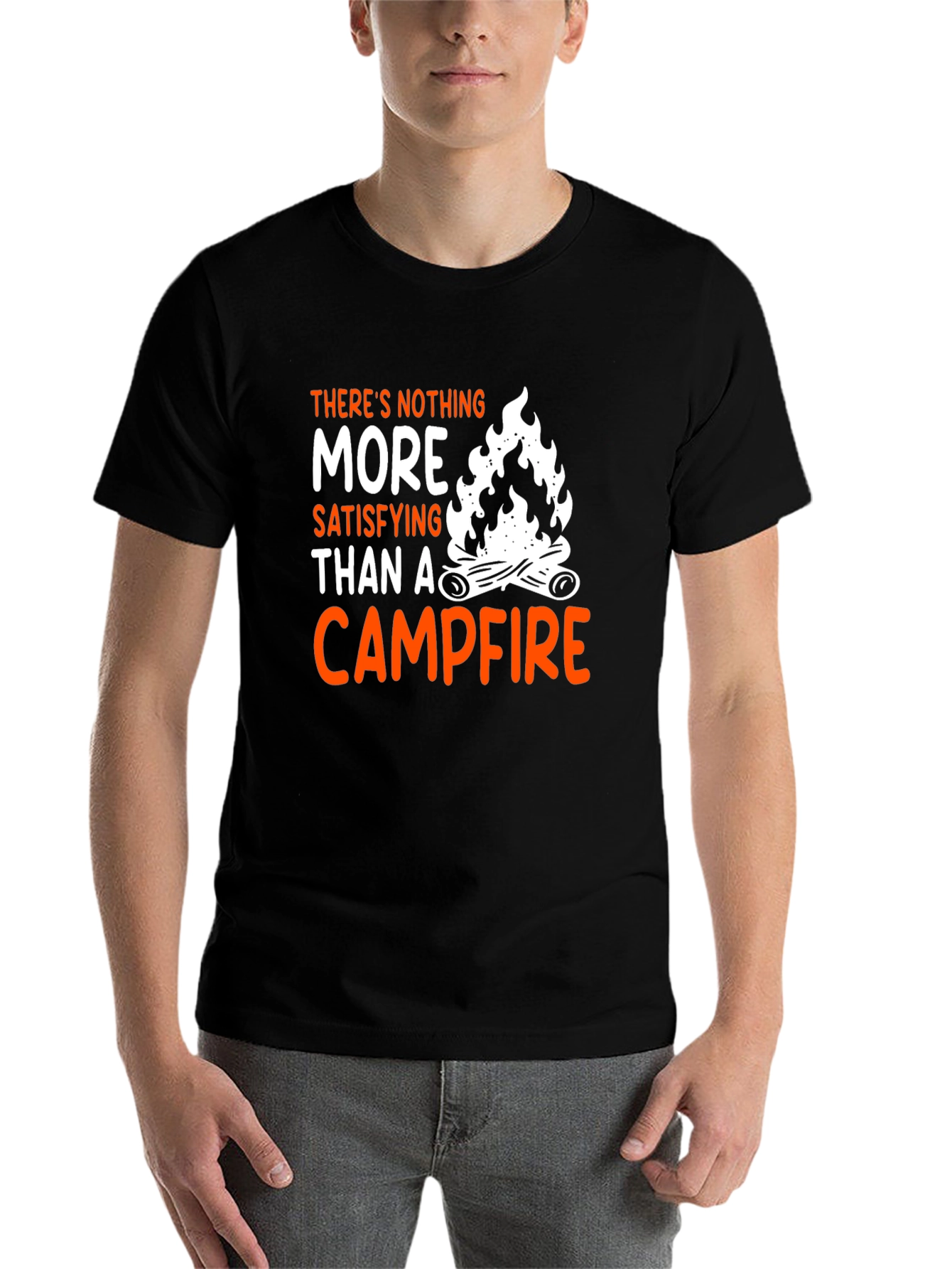 Black Campfire T-Shirt - Satisfying Camping Tee view 7