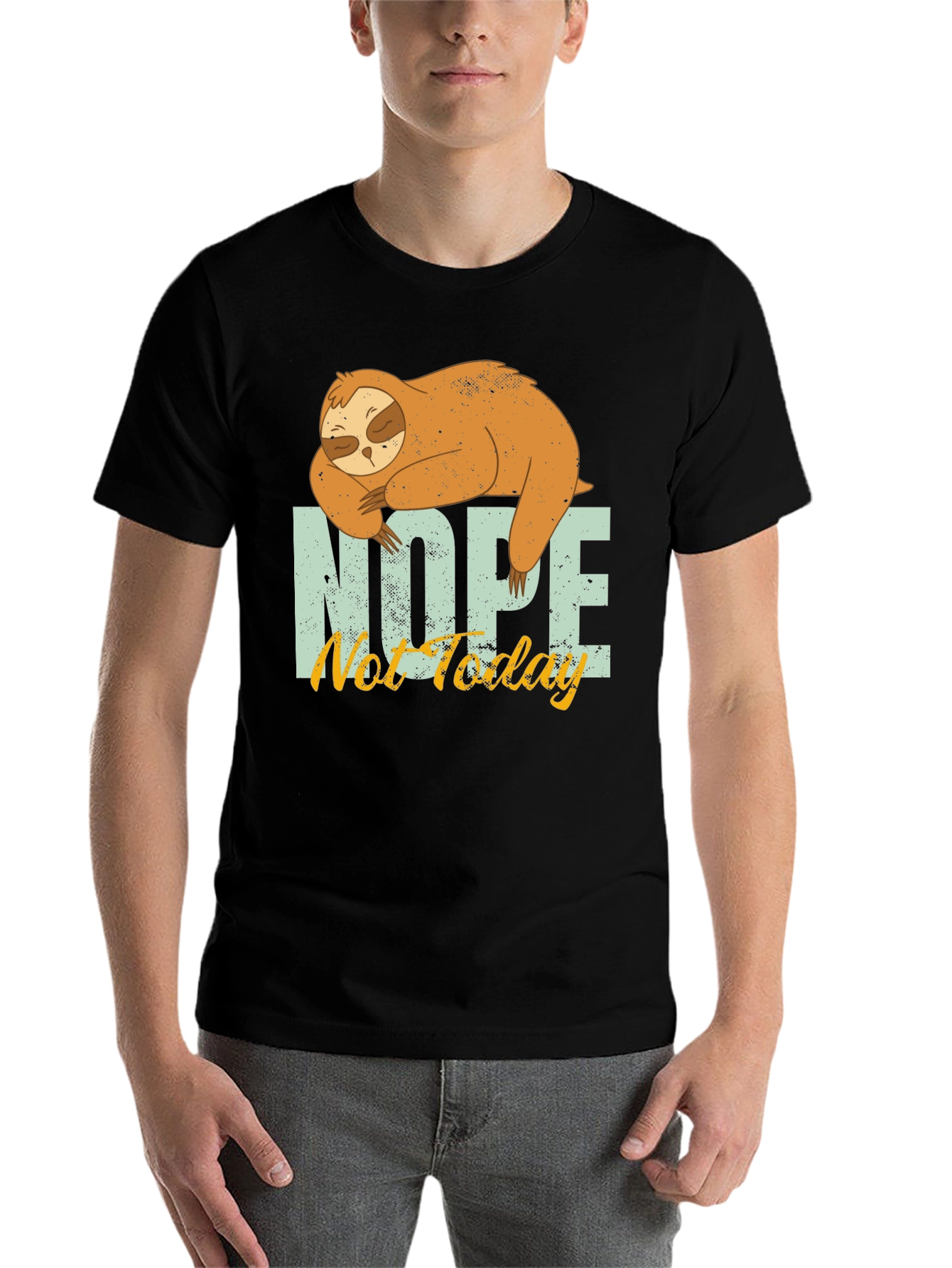Black Nope Not Today Sloth Graphic T-Shirt - Casual Comfort view 7