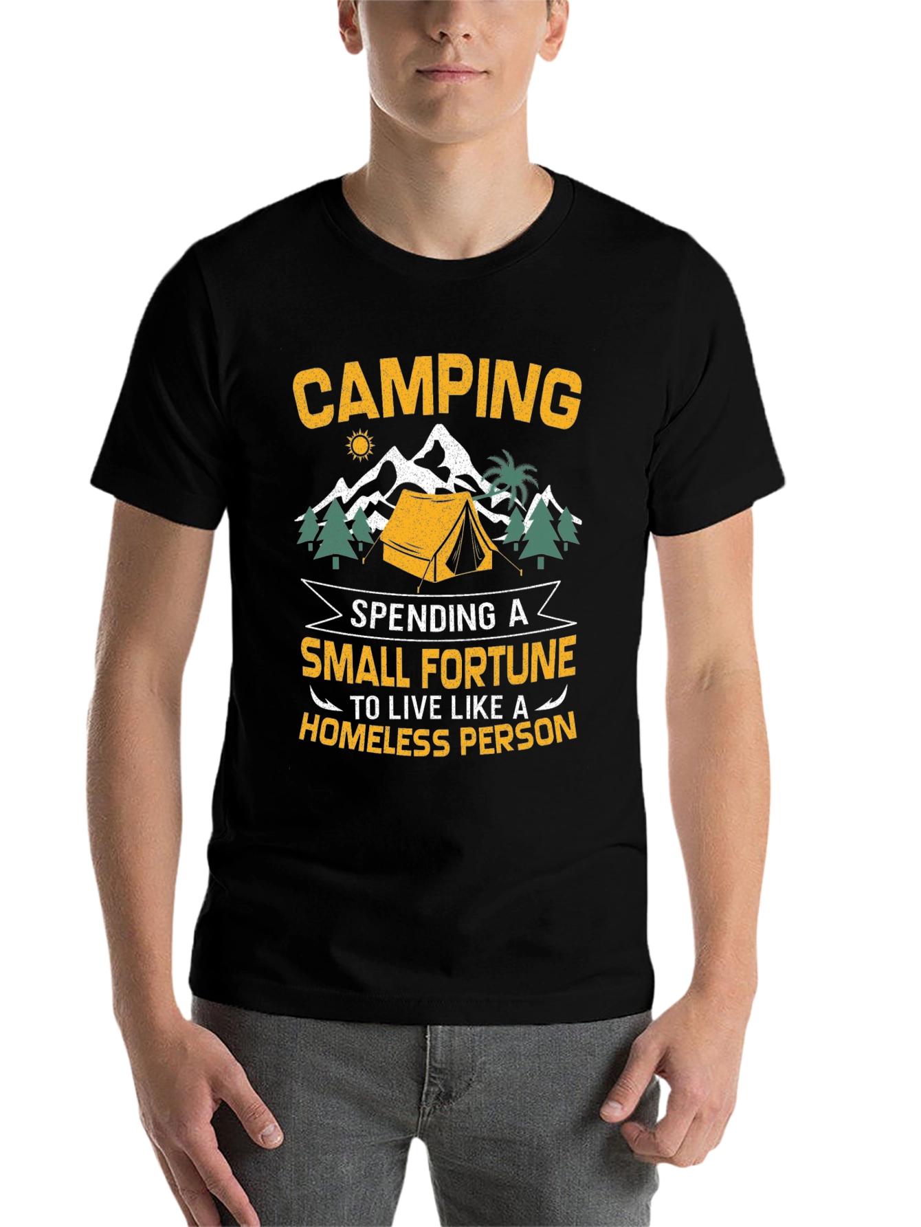 Black Camping Small Fortune Graphic T-Shirt view 7