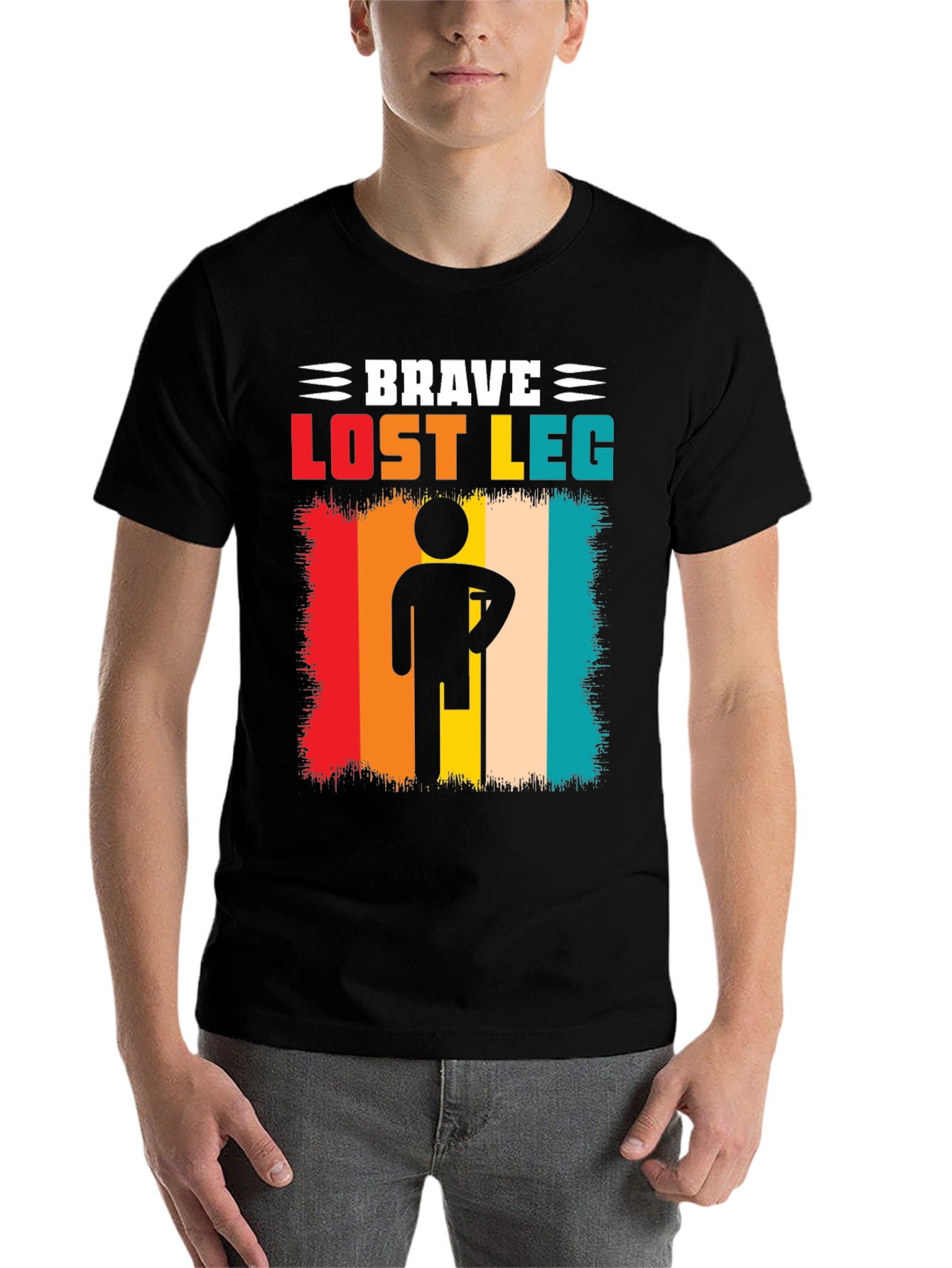 Black Brave Lost Leg T-Shirt - Amputee Pride view 7