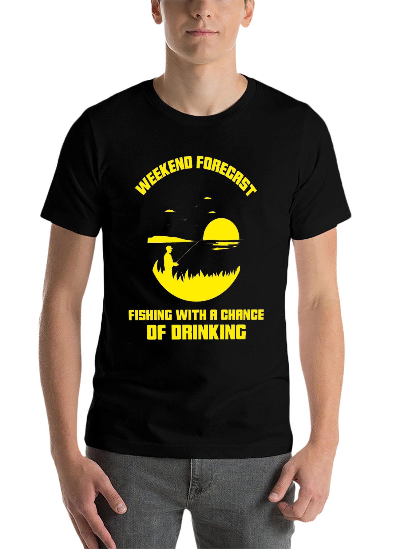 Black Fishing & Drinking Weekend Forecast T-Shirt view 7