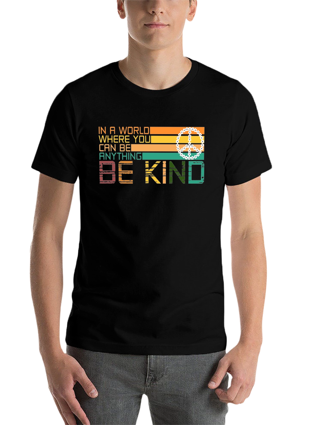 Black Be Kind Retro Style Graphic T-Shirt view 7