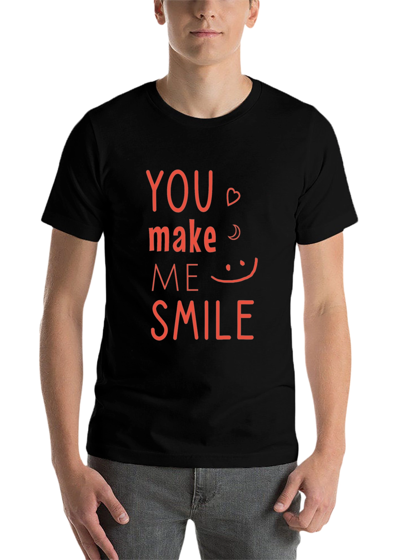 Black You Make Me Smile Graphic Tee - Black Cotton Shirt view 7