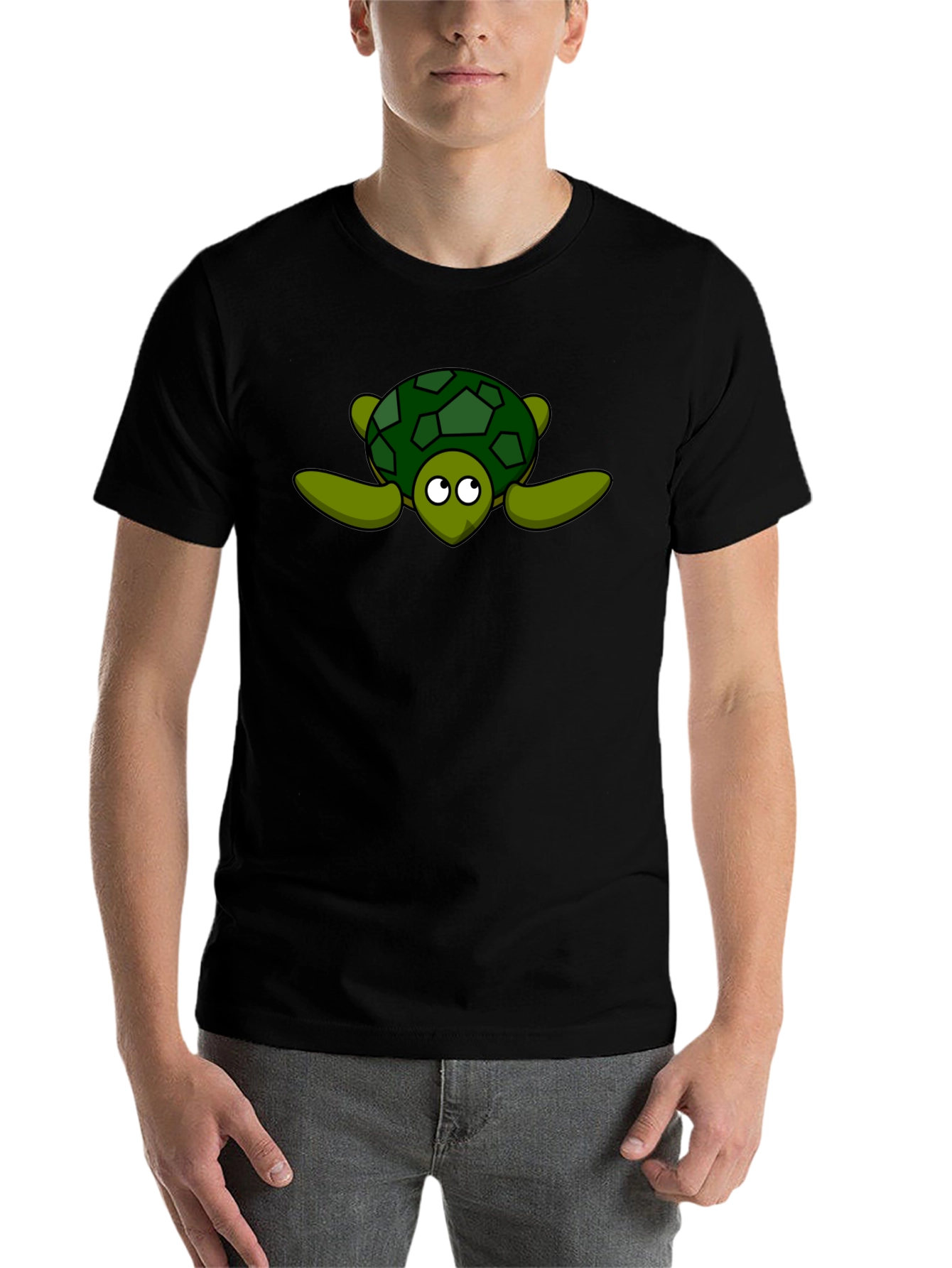 Black Cartoon Turtle Graphic Black T-Shirt view 7