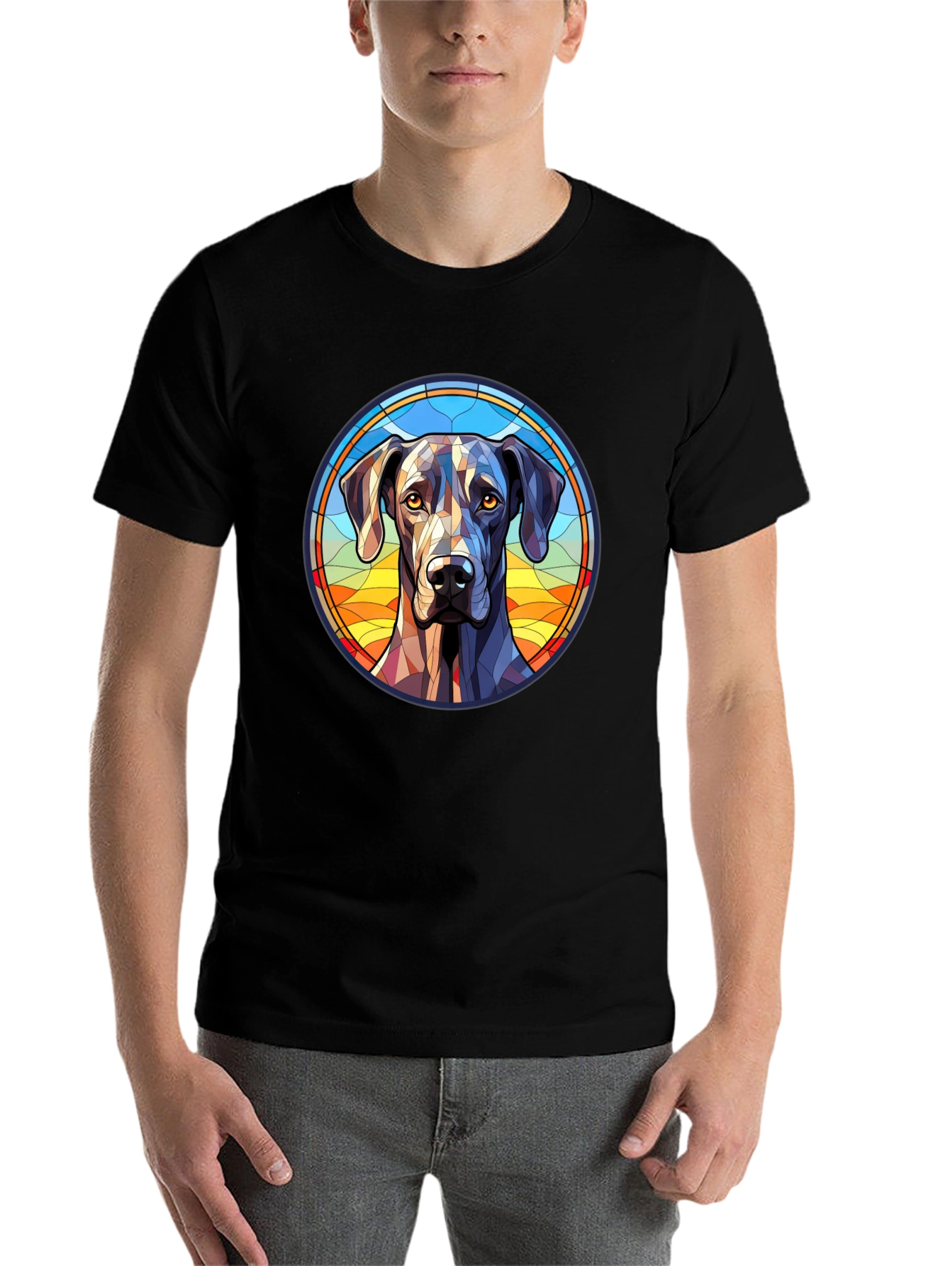 Black Geometric Dog Portrait Tee view 7
