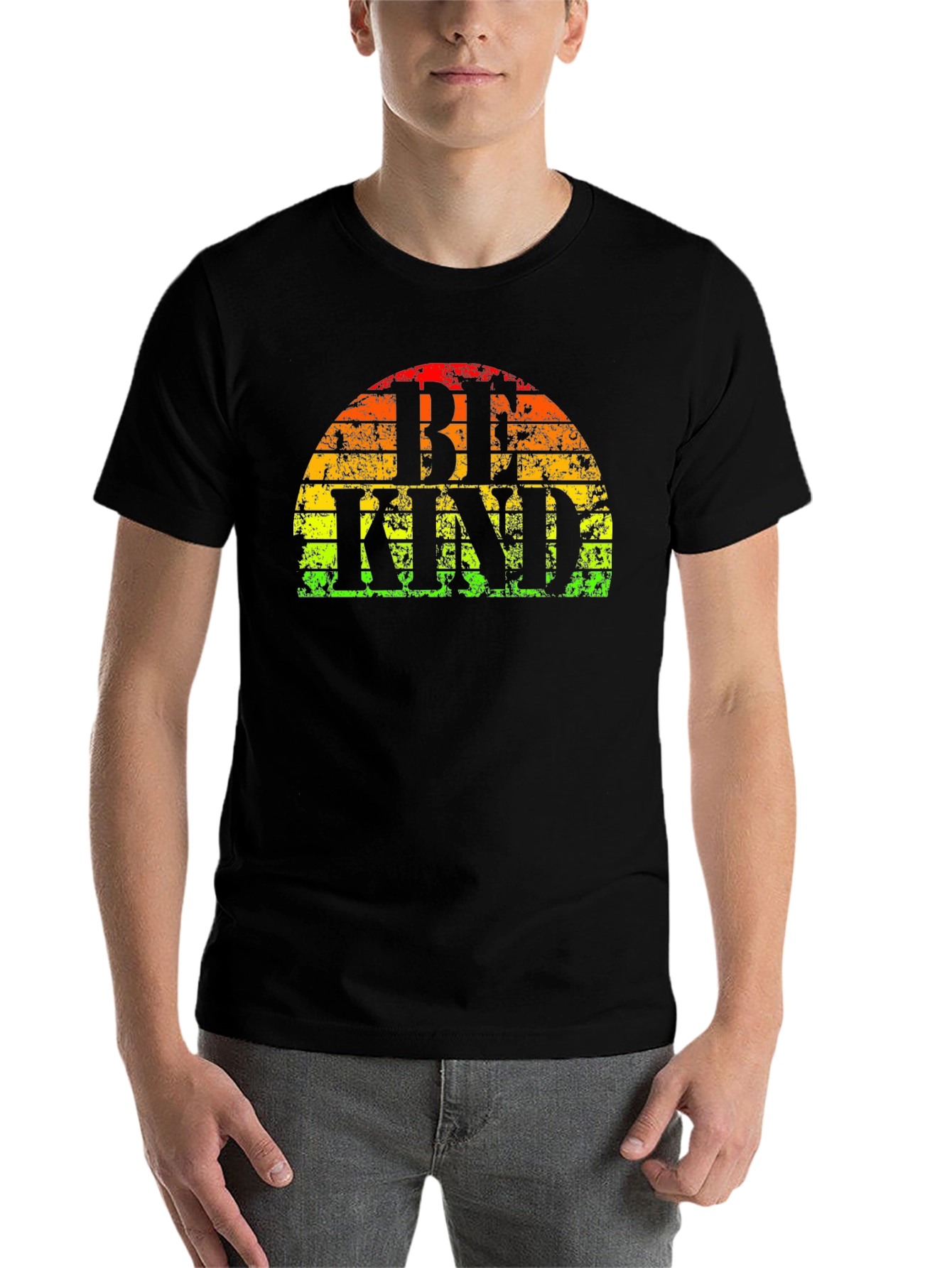 Black Be Kind T-Shirt - Retro Rainbow Graphic Tee view 7
