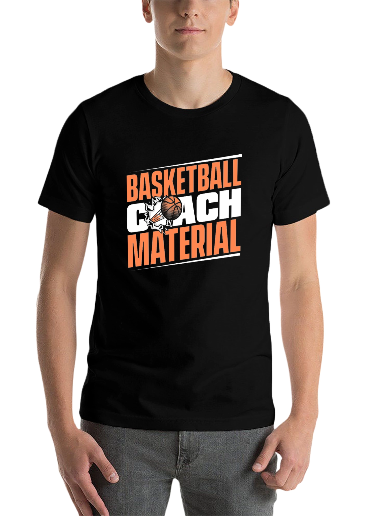 Black Basketball Coach Material T-Shirt - Black Tee view 7